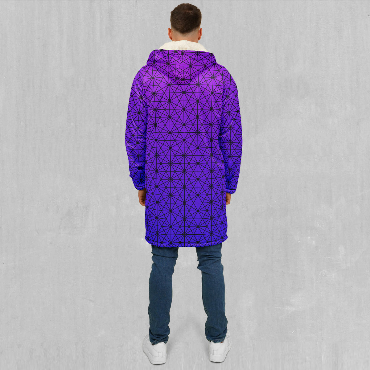 Star Net (Ultraviolet) Zip Up Cloak (White Fur)