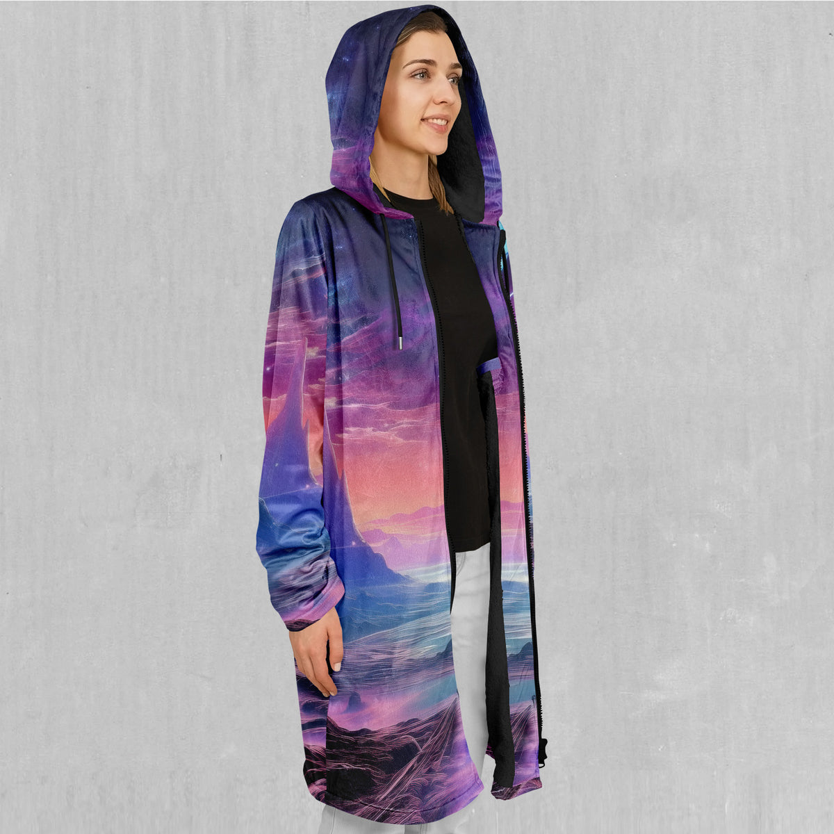 Stellar Dreams Zip Up Cloak (Black Fur)