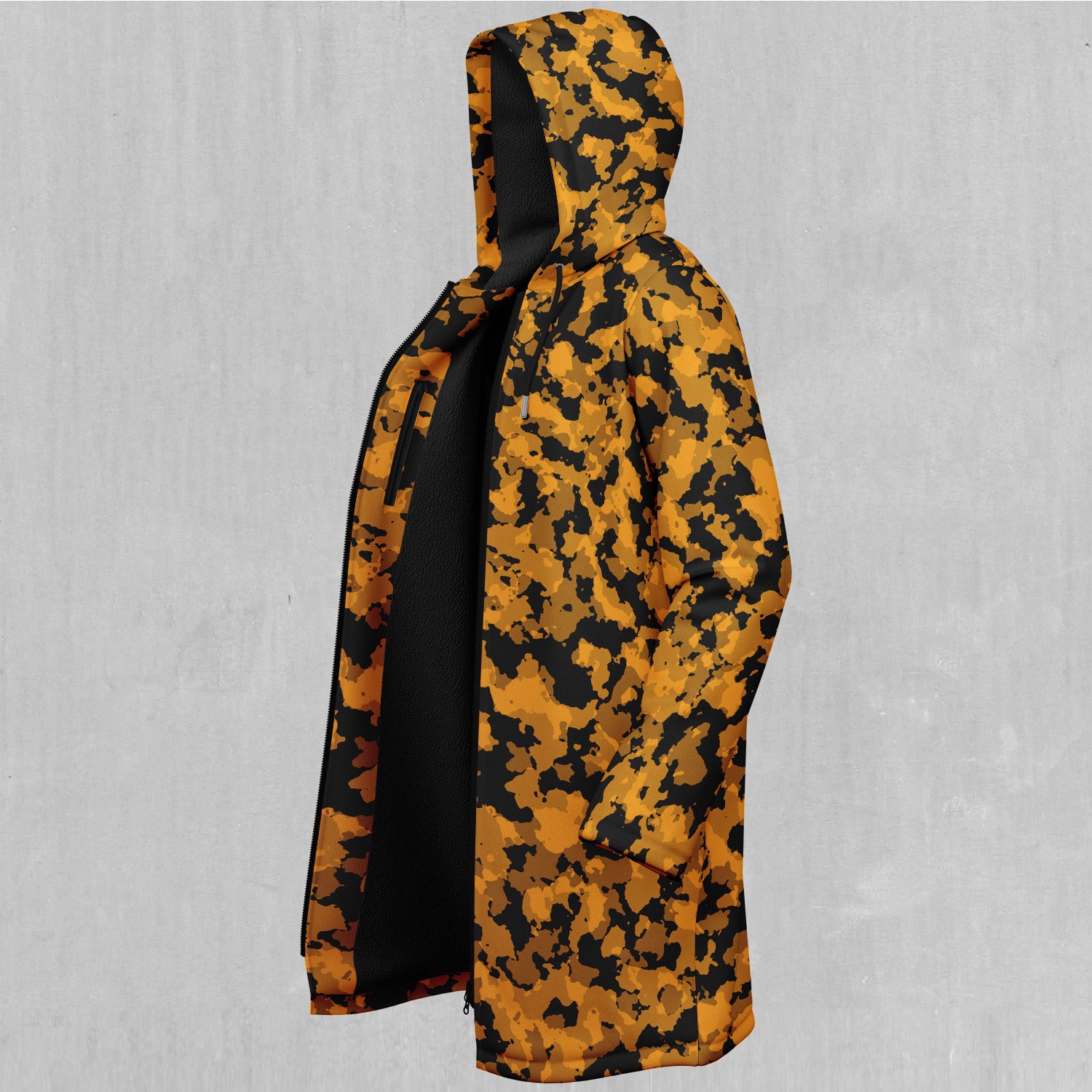Stinger Yellow Camo Zip Up Cloak (Black Fur)