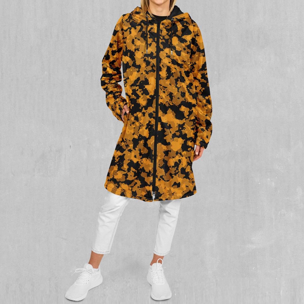 Stinger Yellow Camo Zip Up Cloak (Black Fur)