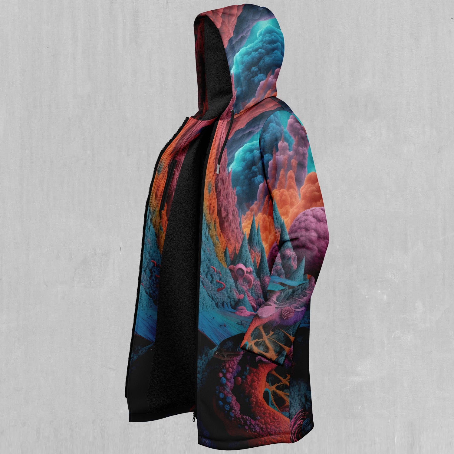 Surreal Summit Zip Up Cloak (Black Fur)