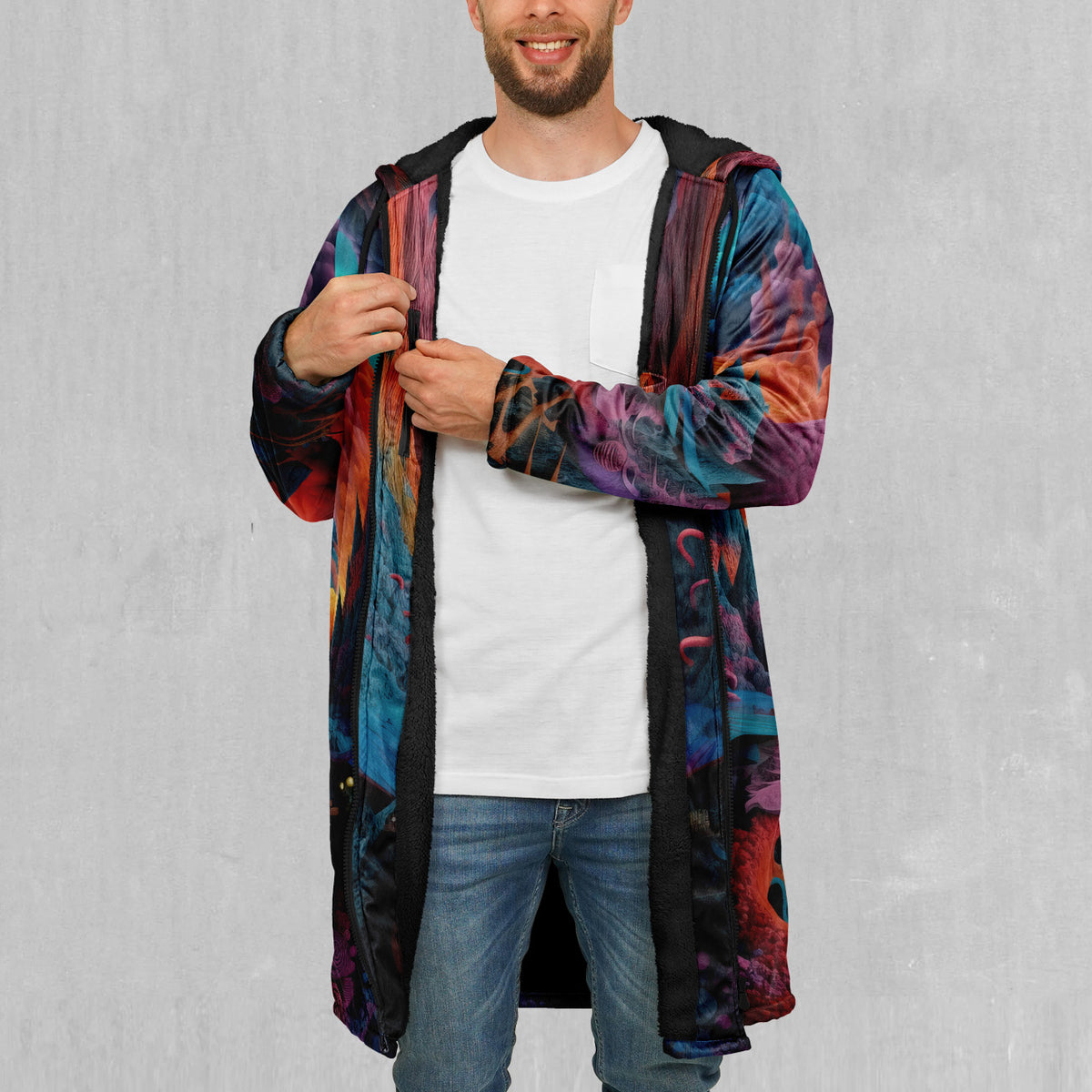Surreal Summit Zip Up Cloak (Black Fur)