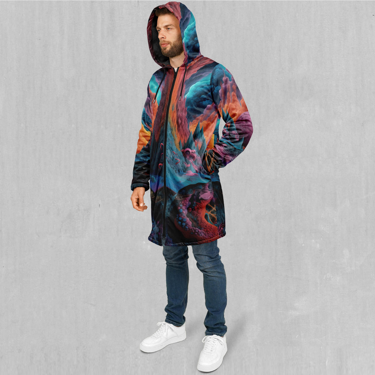 Surreal Summit Zip Up Cloak (Black Fur)