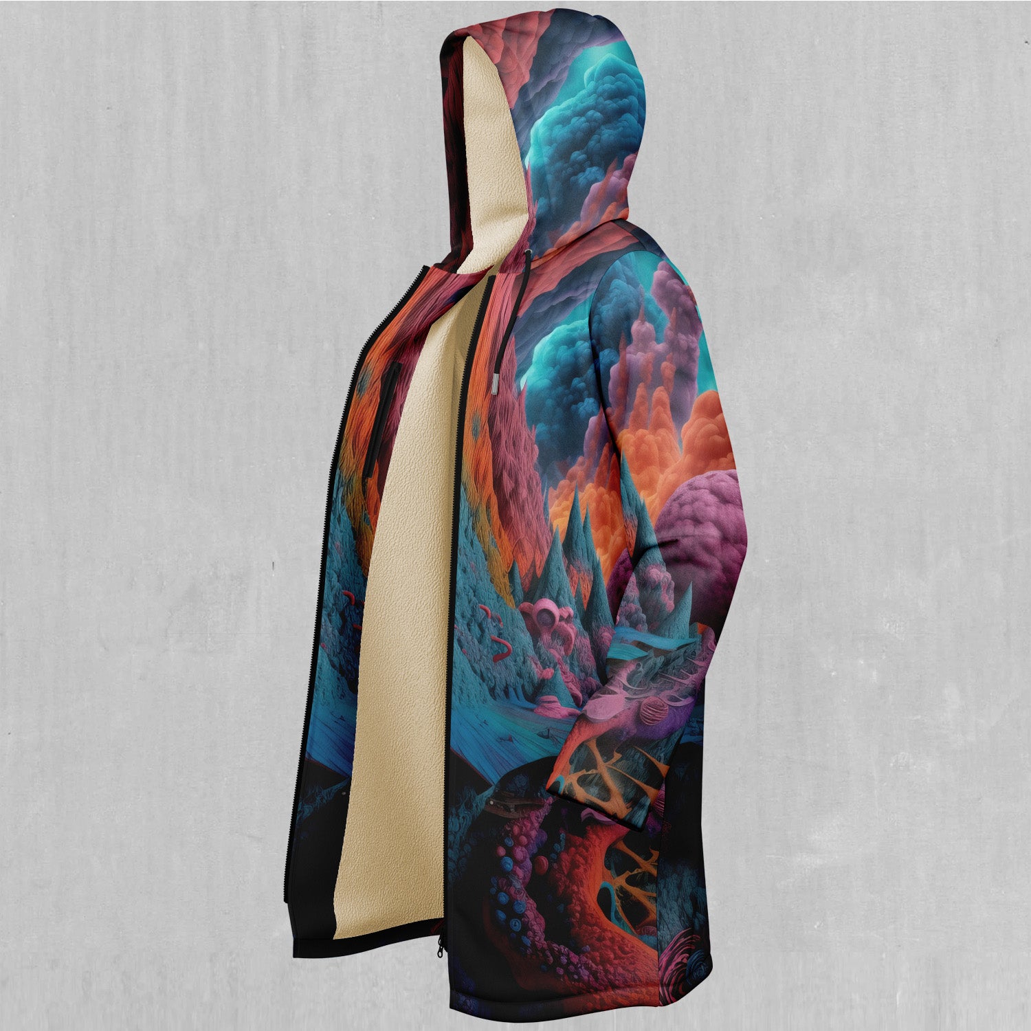 Surreal Summit Zip Up Cloak (White Fur)