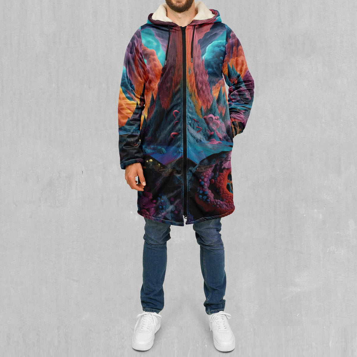 Surreal Summit Zip Up Cloak (White Fur)