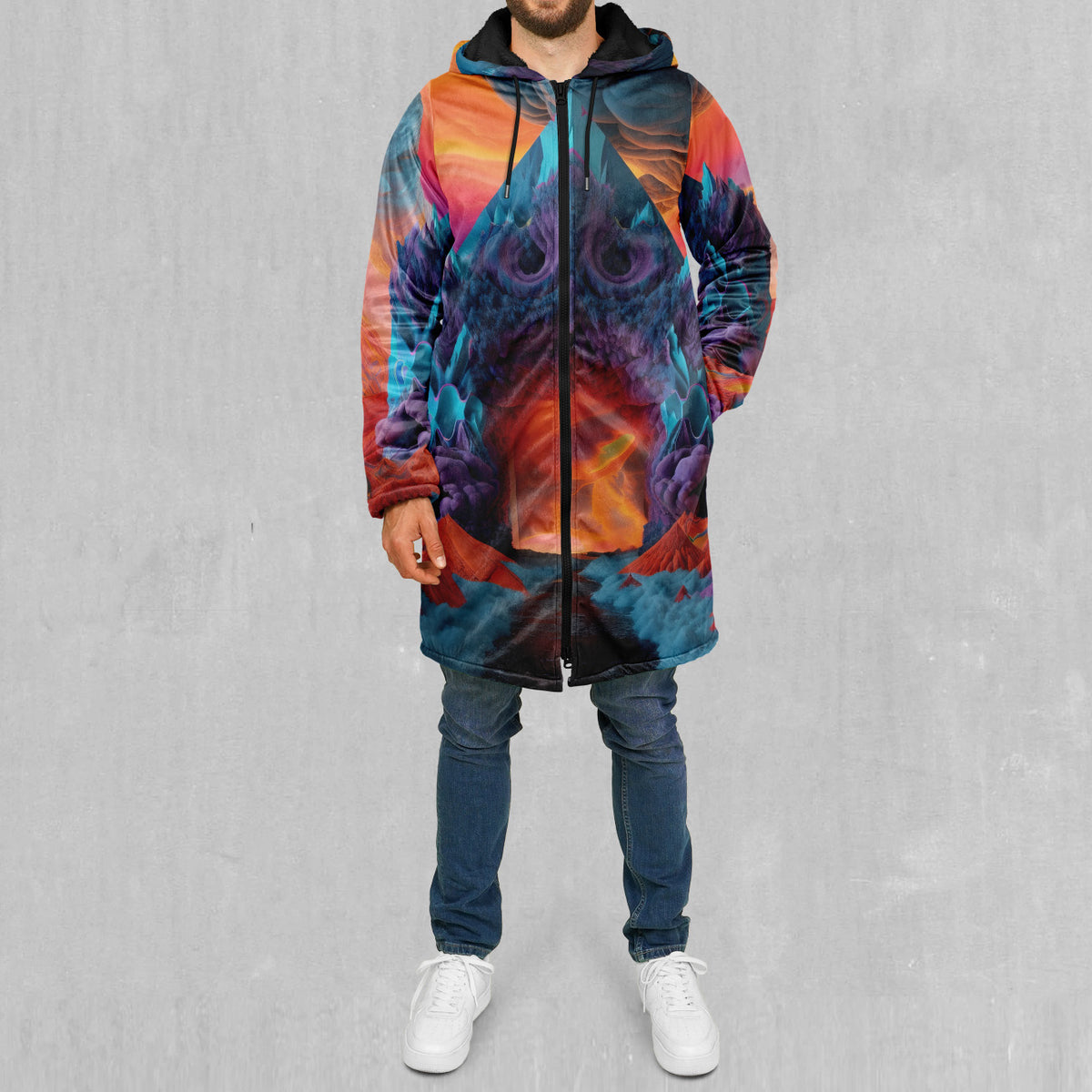 The Portal Between Zip Up Cloak (Black Fur)