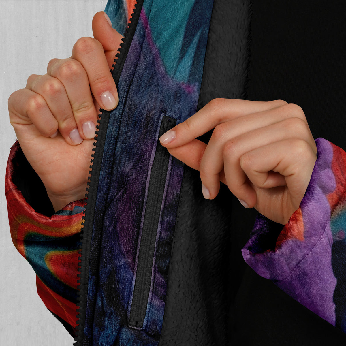 The Portal Between Zip Up Cloak (Black Fur)