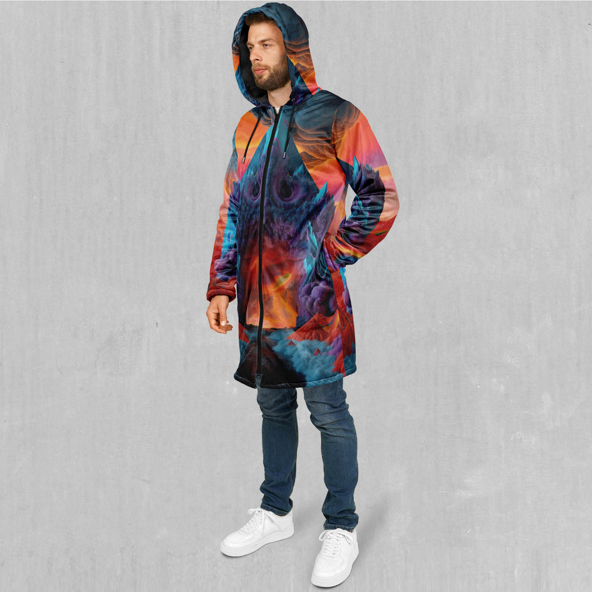 The Portal Between Zip Up Cloak (Black Fur)