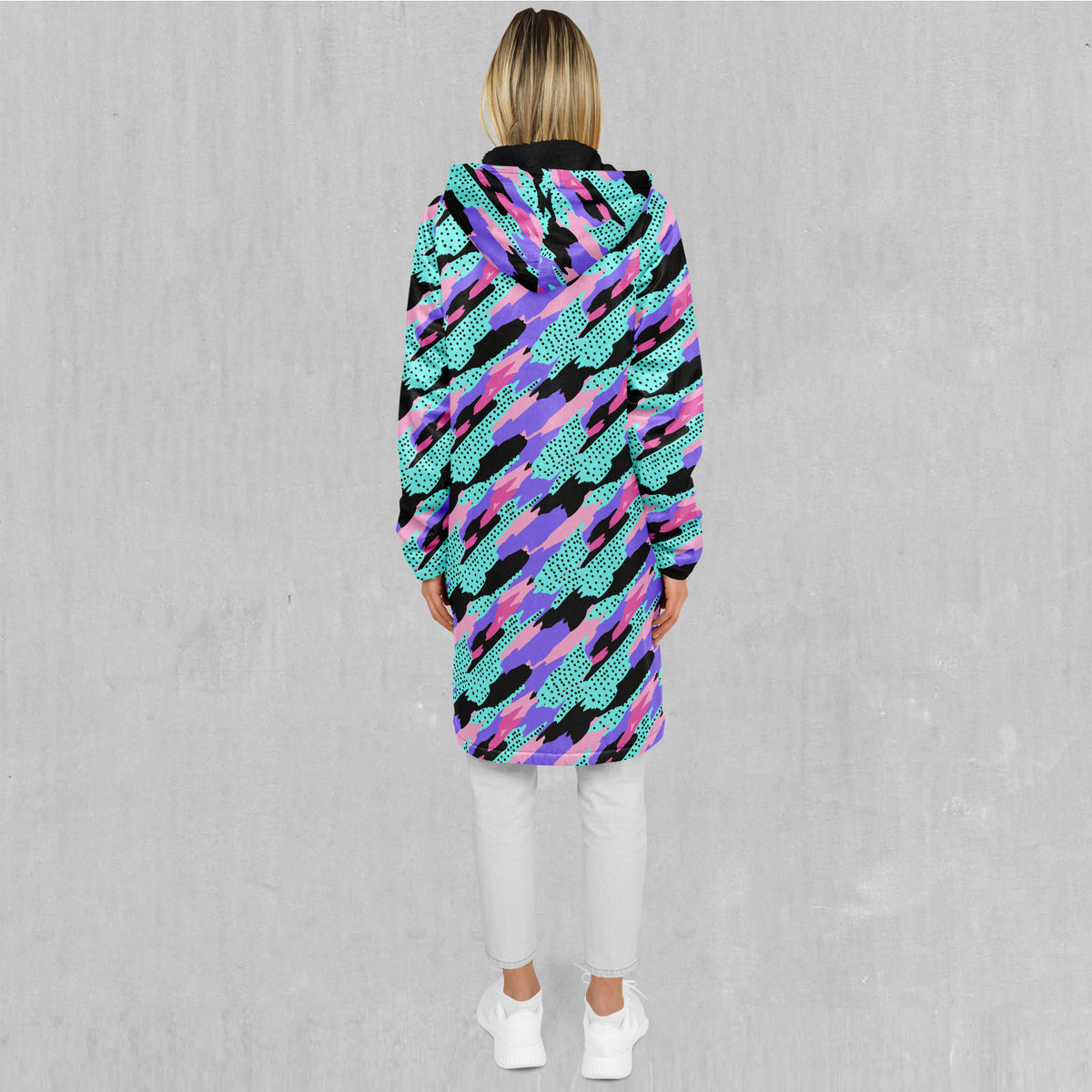 Vapor Camo Zip Up Cloak (Black Fur)