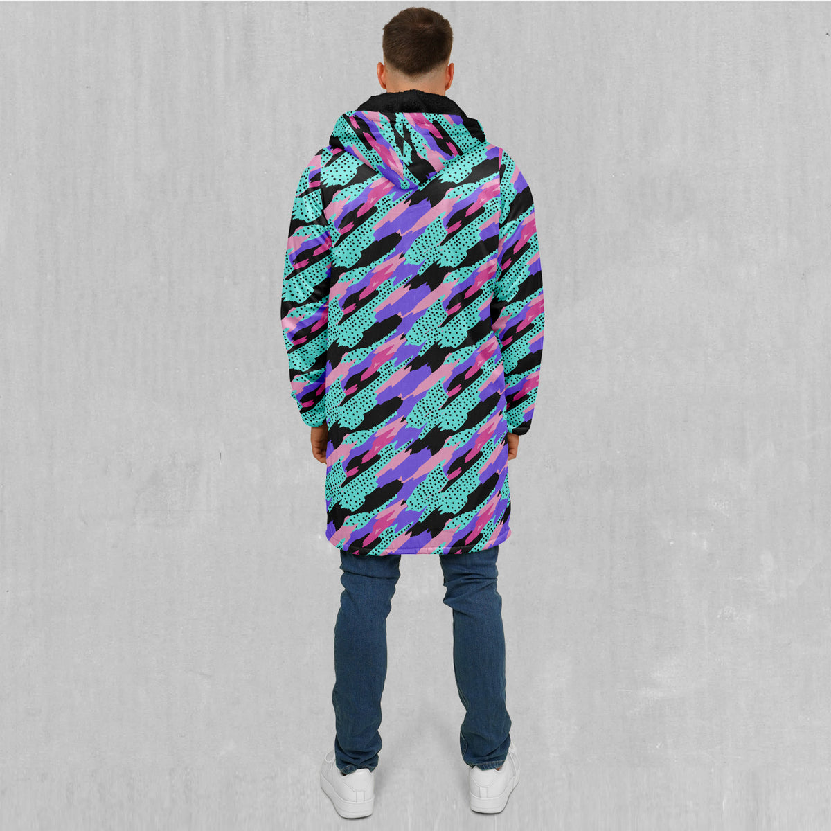 Vapor Camo Zip Up Cloak (Black Fur)