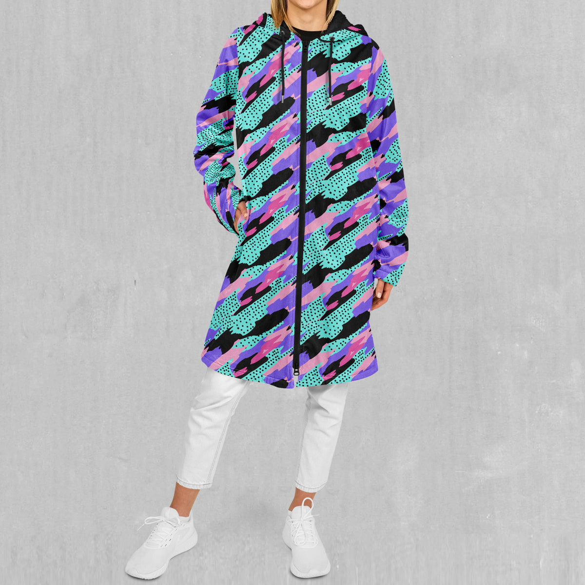 Vapor Camo Zip Up Cloak (Black Fur)