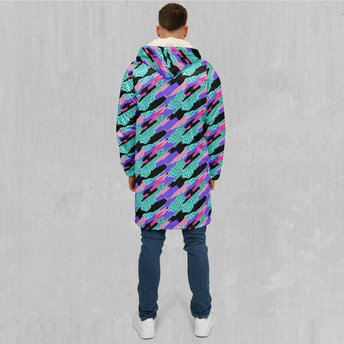 Vapor Camo Zip Up Cloak (White Fur)