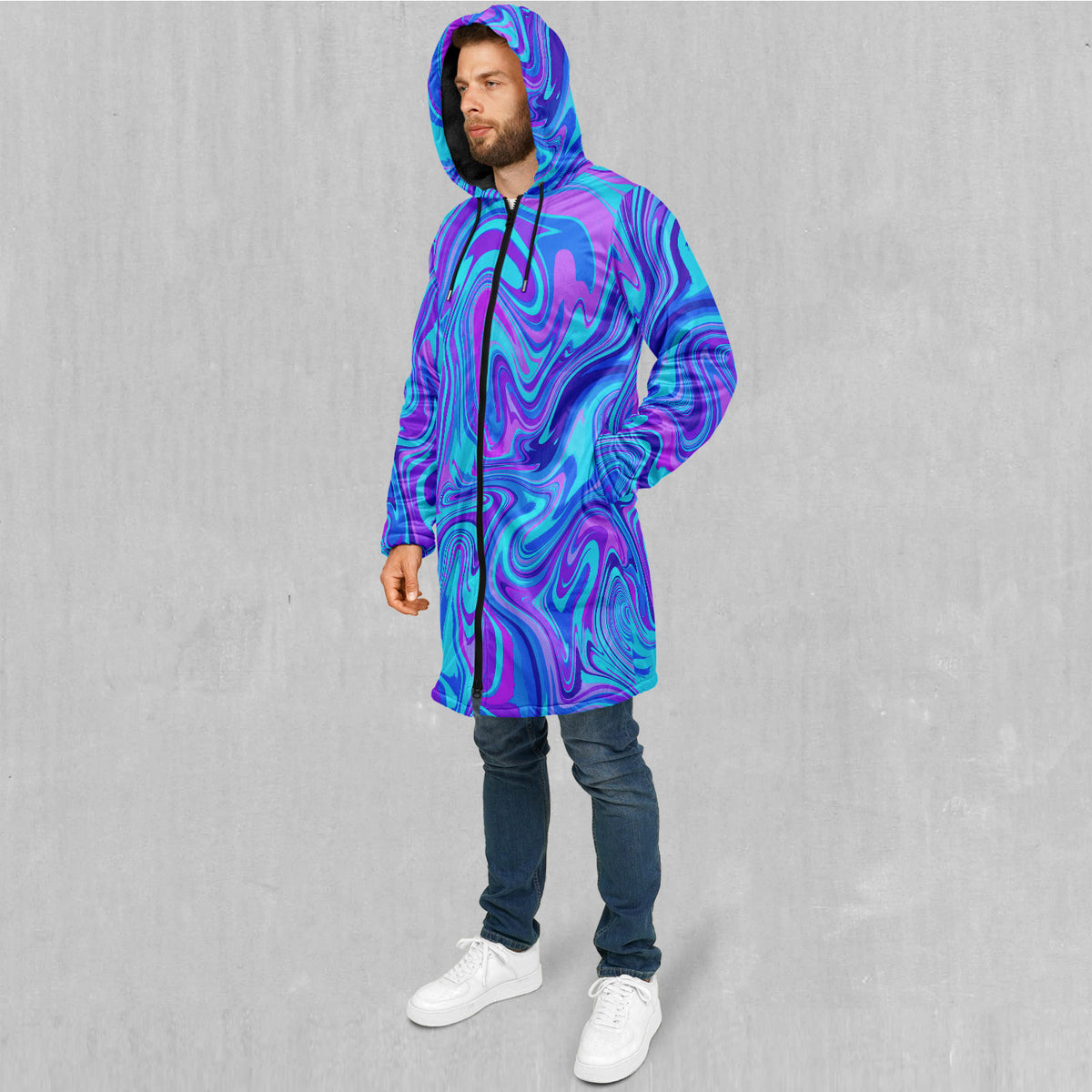 Vapor Drip Zip Up Cloak (Black Fur)