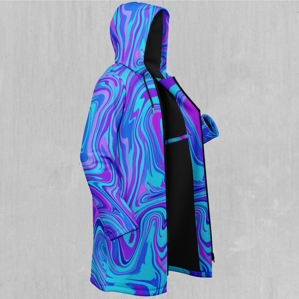 Vapor Drip Zip Up Cloak (Black Fur)