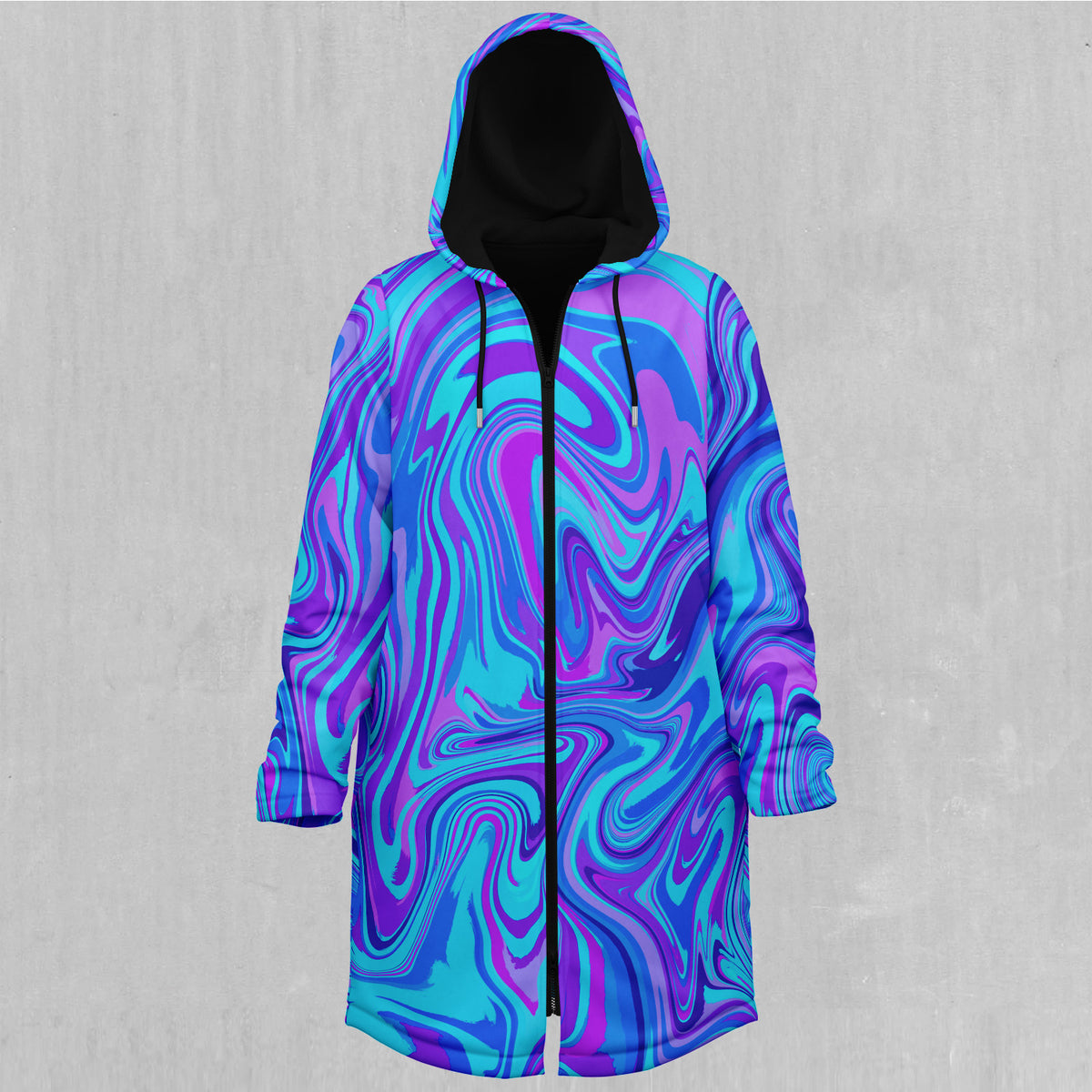 Vapor Drip Zip Up Cloak (Black Fur)