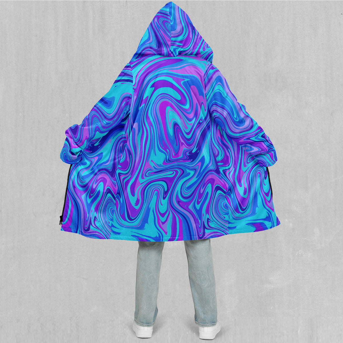 Vapor Drip Zip Up Cloak (White Fur)