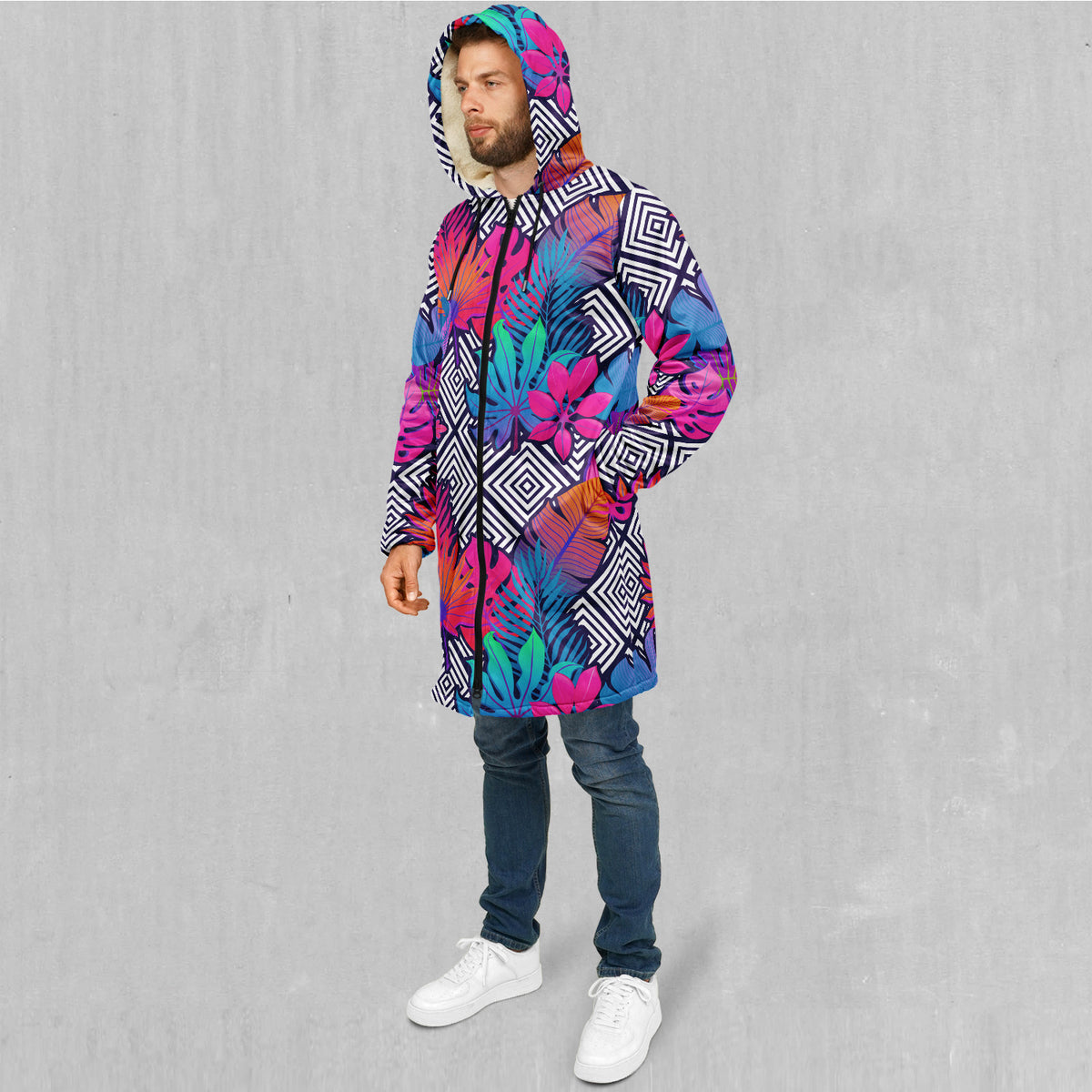 Vault Tropic Zip Up Cloak (White Fur)