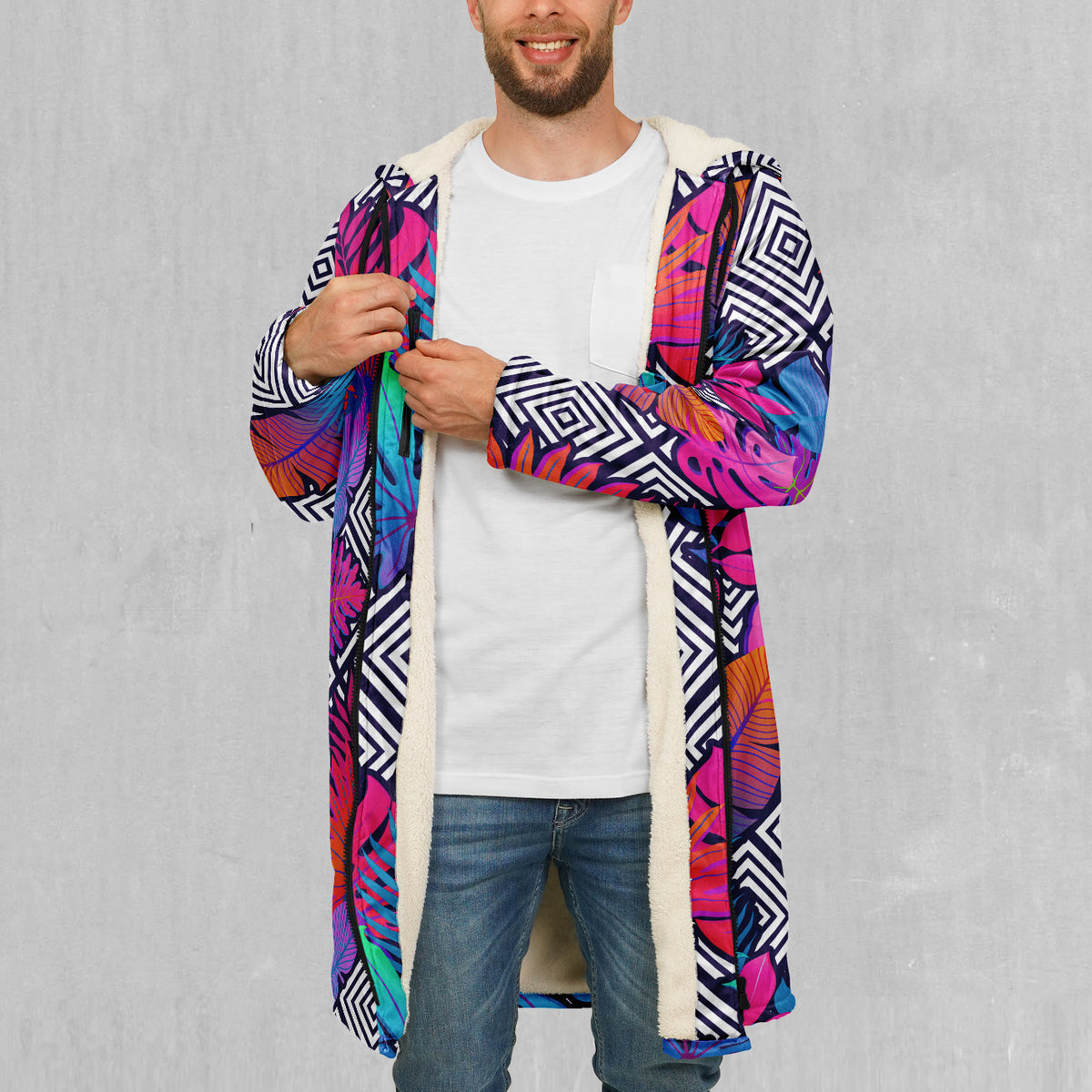 Vault Tropic Zip Up Cloak (White Fur)