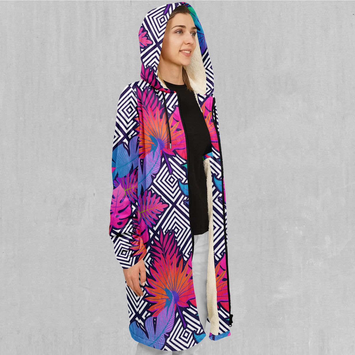 Vault Tropic Zip Up Cloak (White Fur)