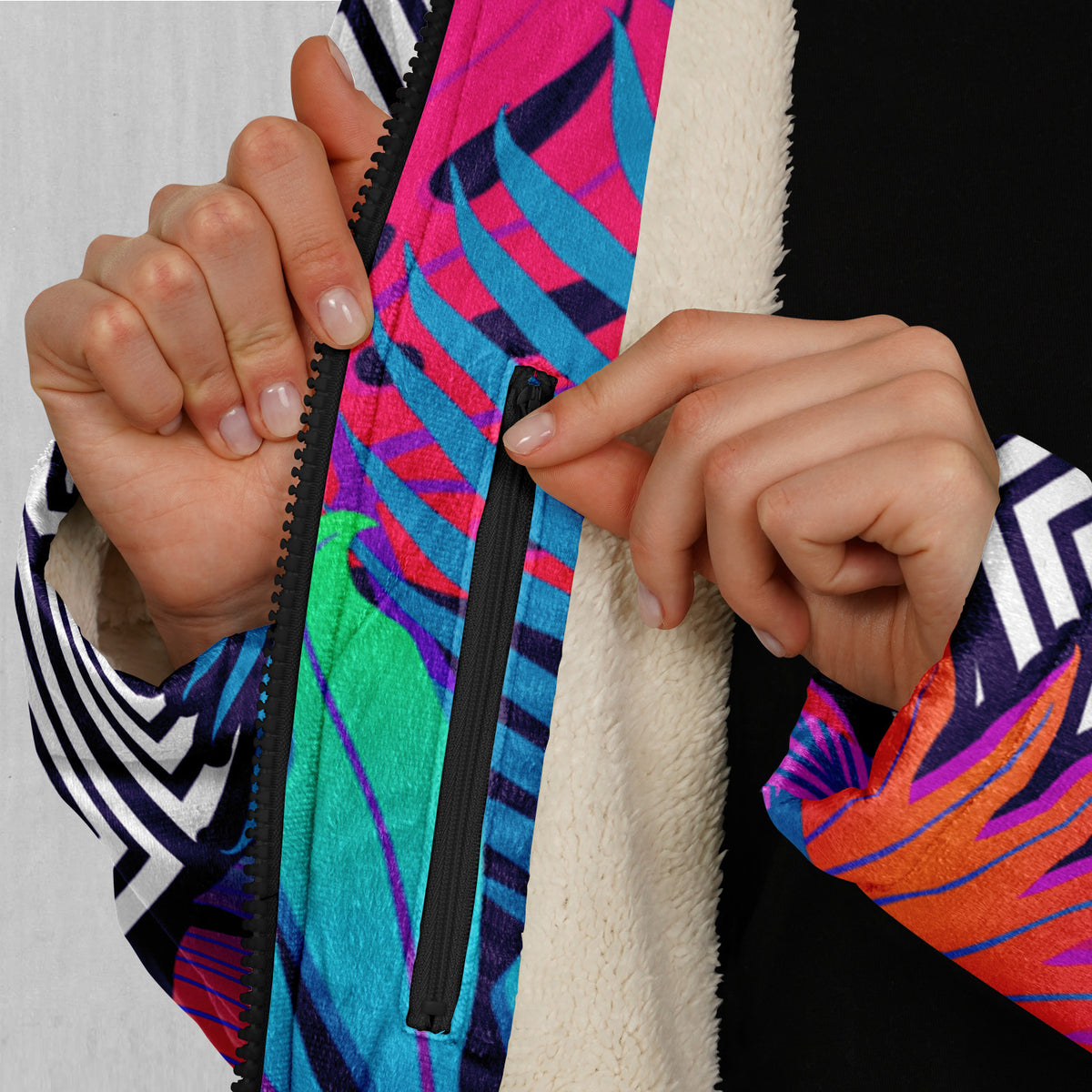 Vault Tropic Zip Up Cloak (White Fur)