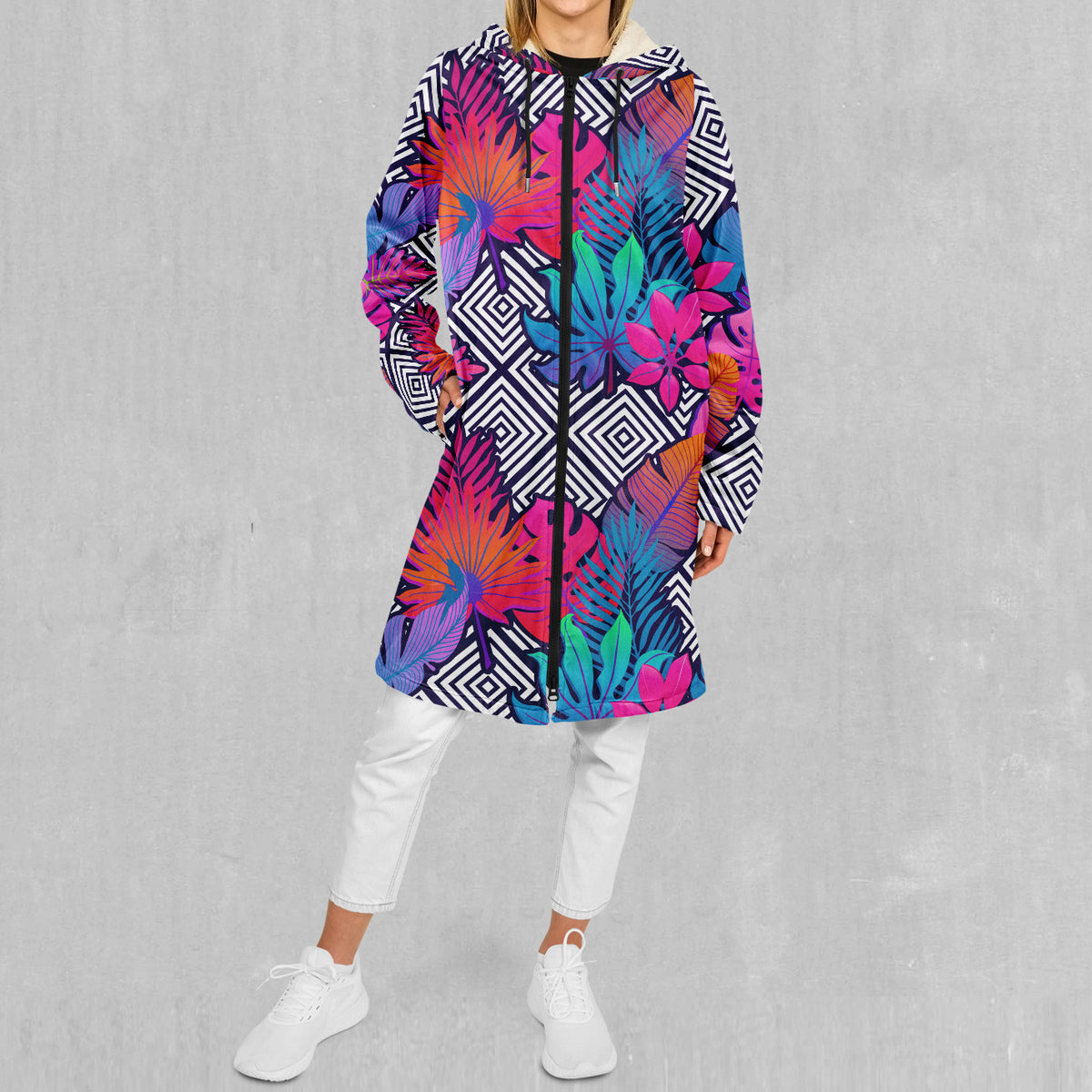 Vault Tropic Zip Up Cloak (White Fur)