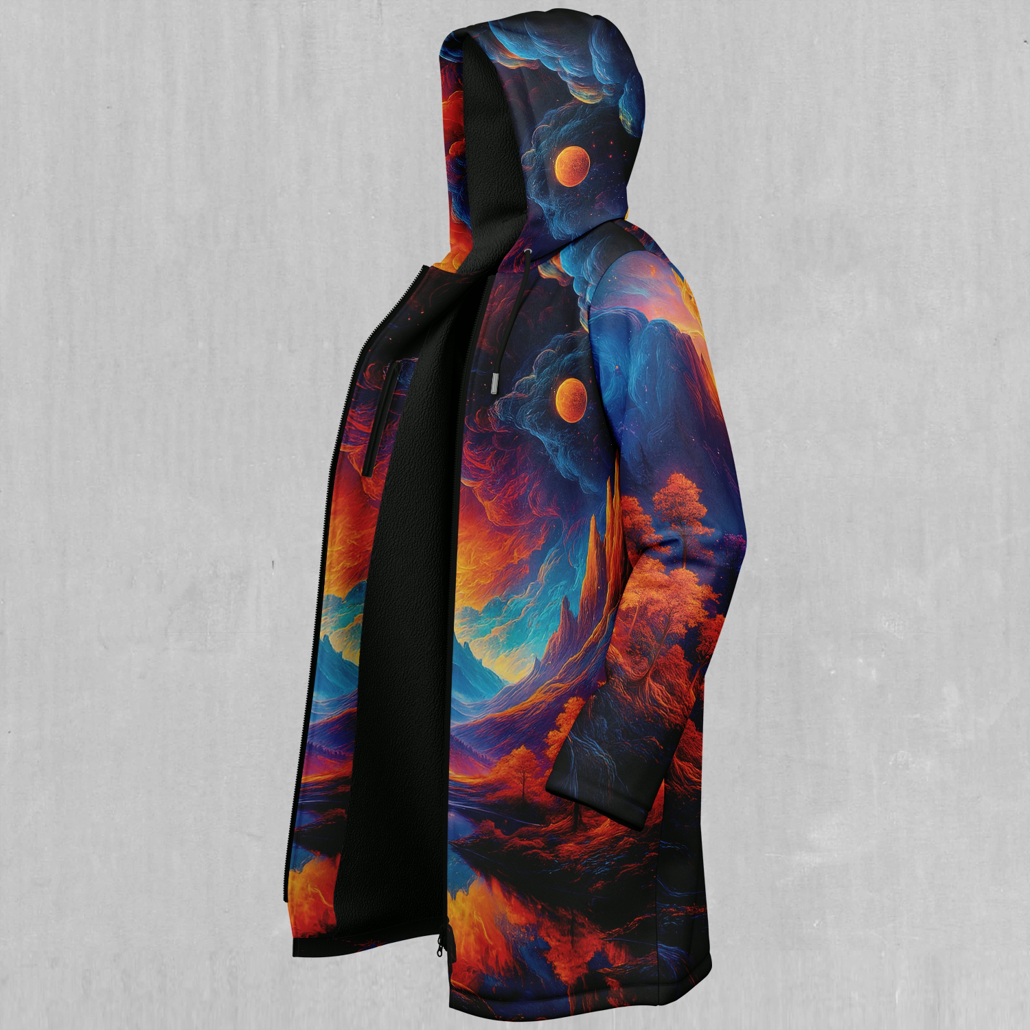 Wonderland Valley Zip Up Cloak (Black Fur)