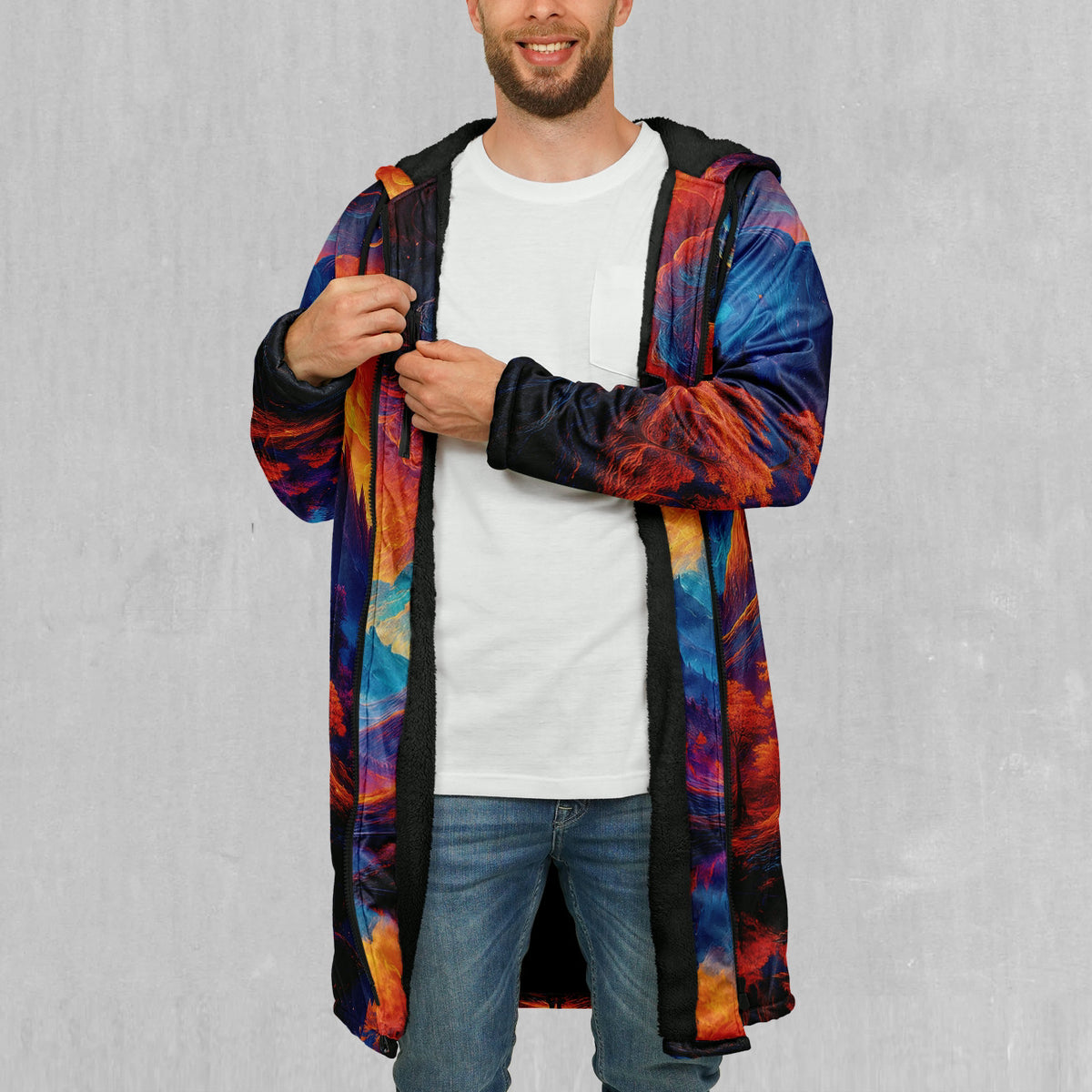 Wonderland Valley Zip Up Cloak (Black Fur)