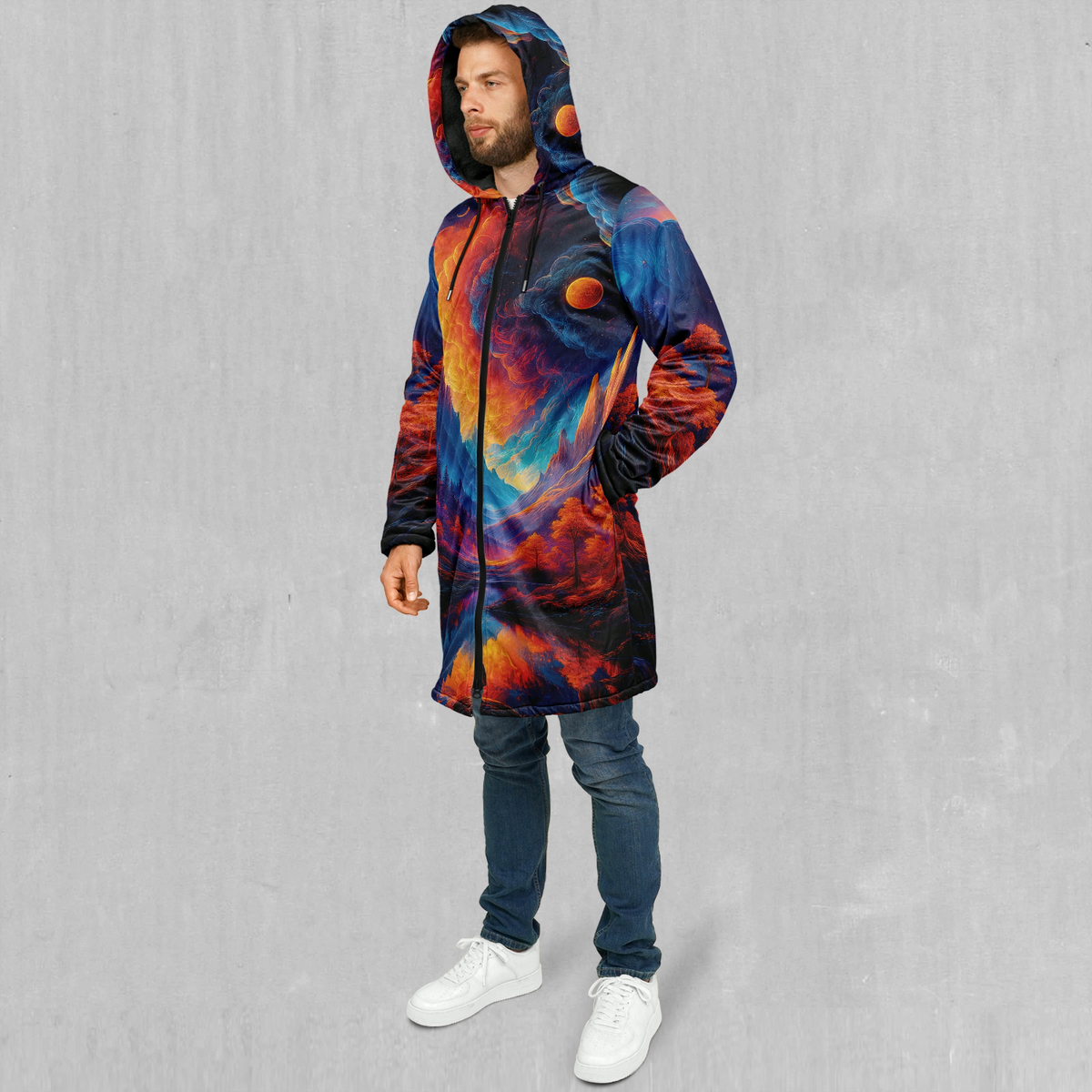 Wonderland Valley Zip Up Cloak (Black Fur)