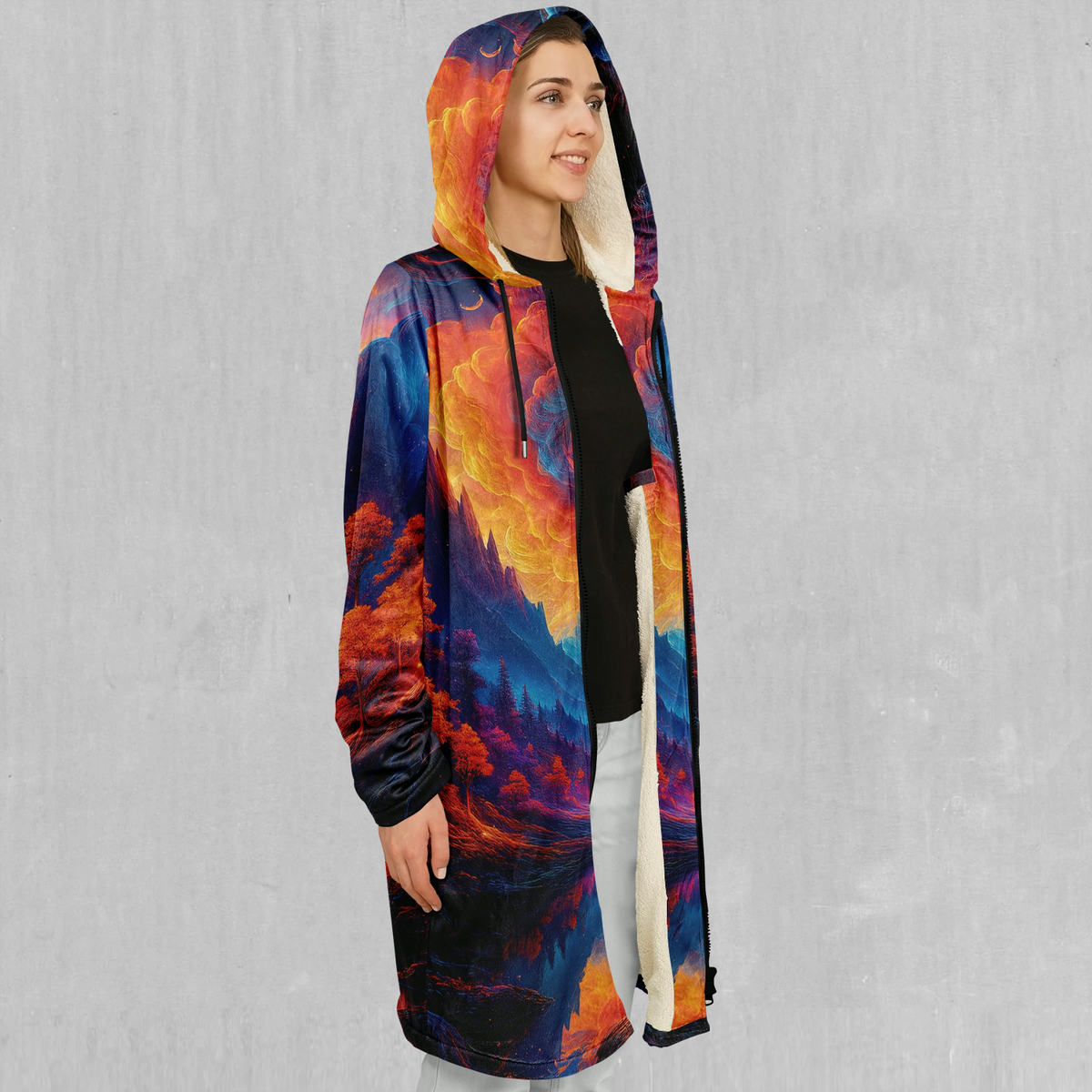 Wonderland Valley Zip Up Cloak (White Fur)