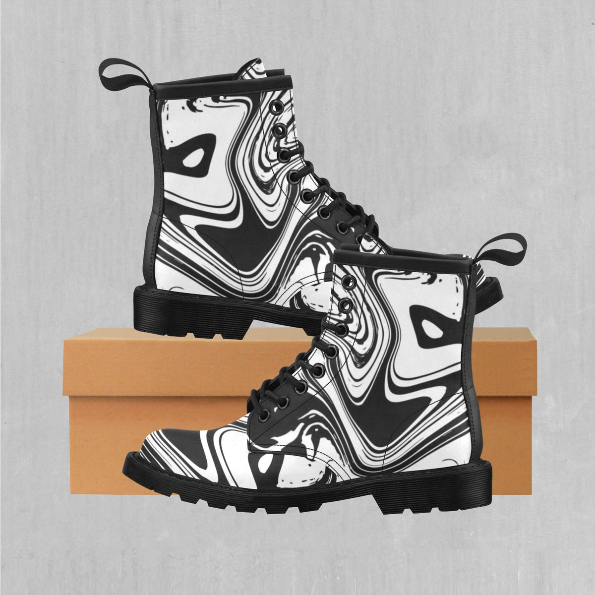 Yin Yang Drip Women's Lace Up Boots