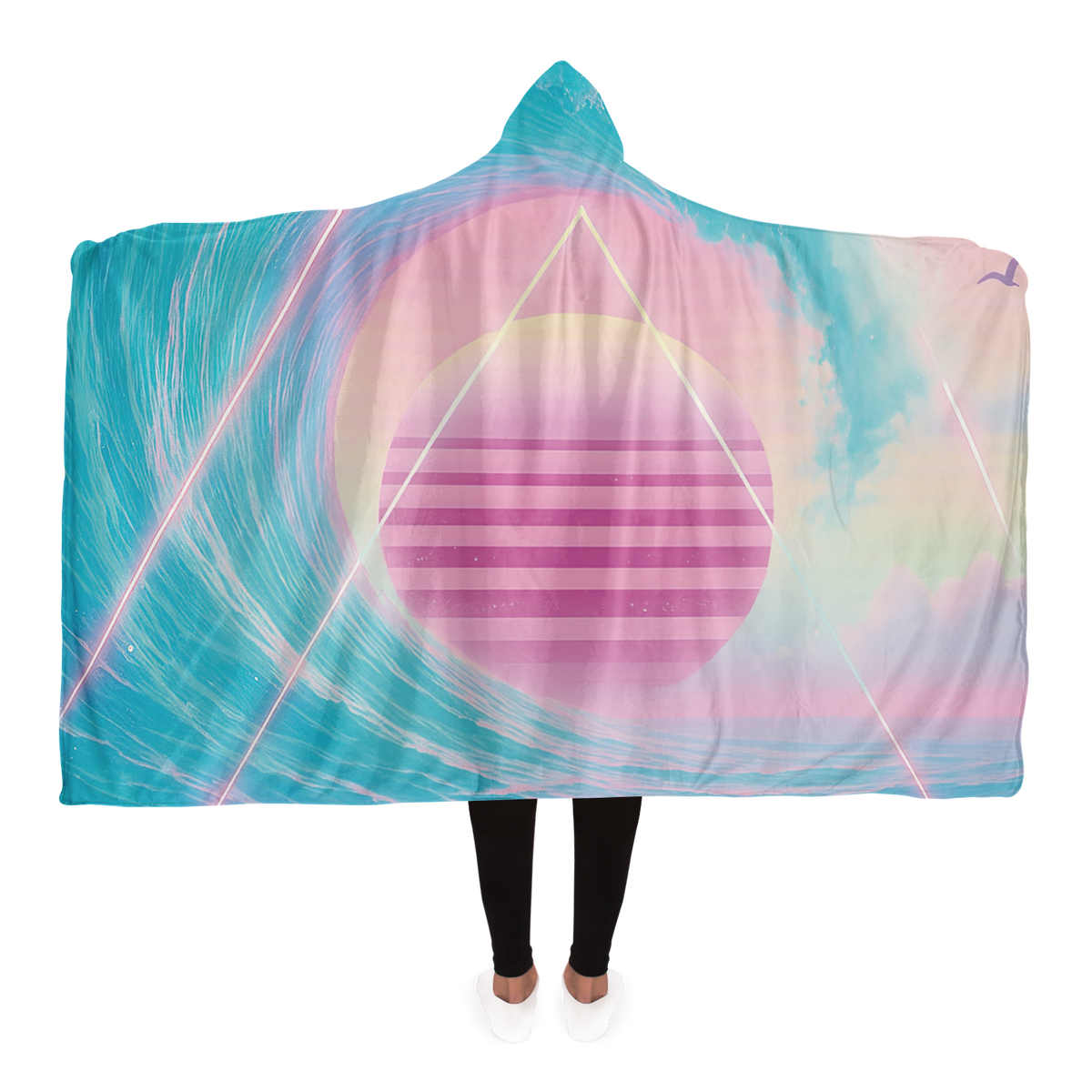 Grid Tide Hooded Blanket