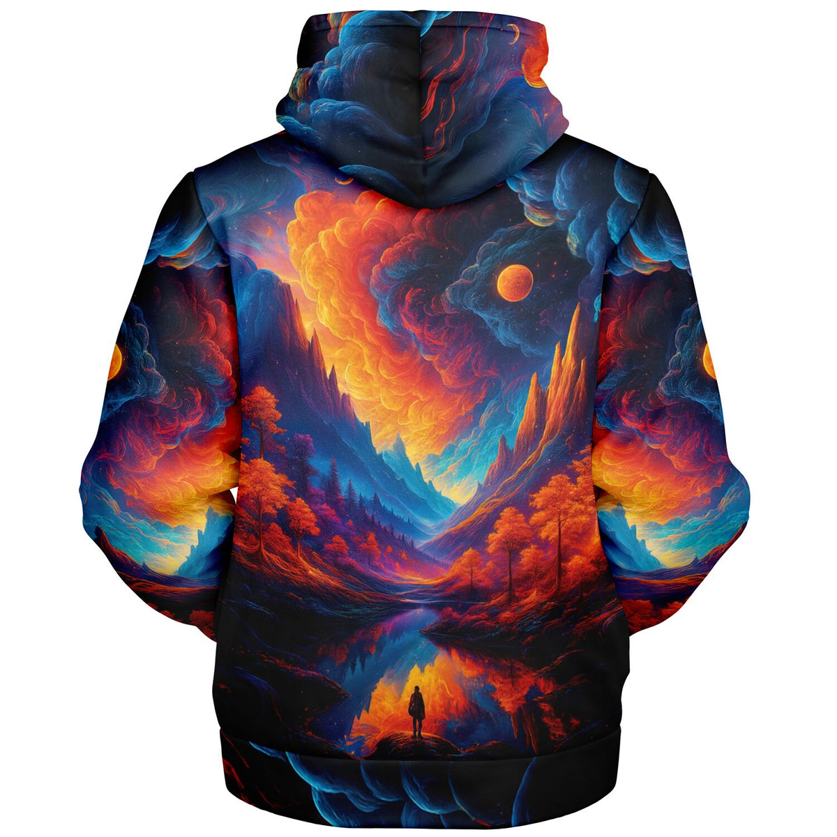 Wonderland Valley Sherpa Hoodie (Black Fur) - Festival Clothing, Rave Outfits, EDM Gear