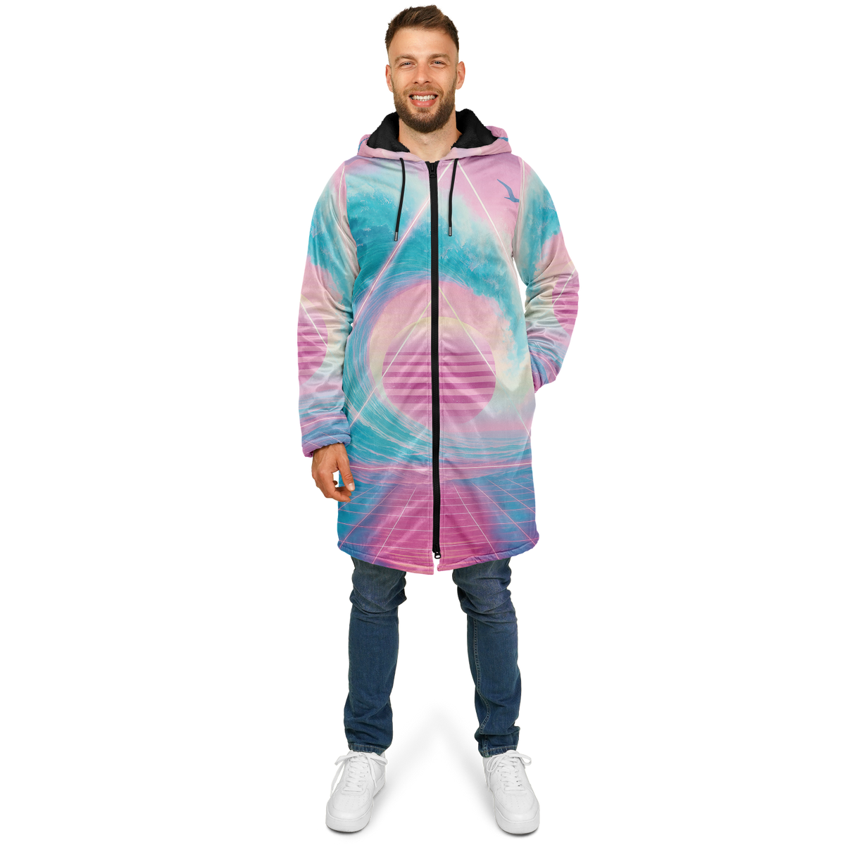 Grid Tide Zip Up Cloak