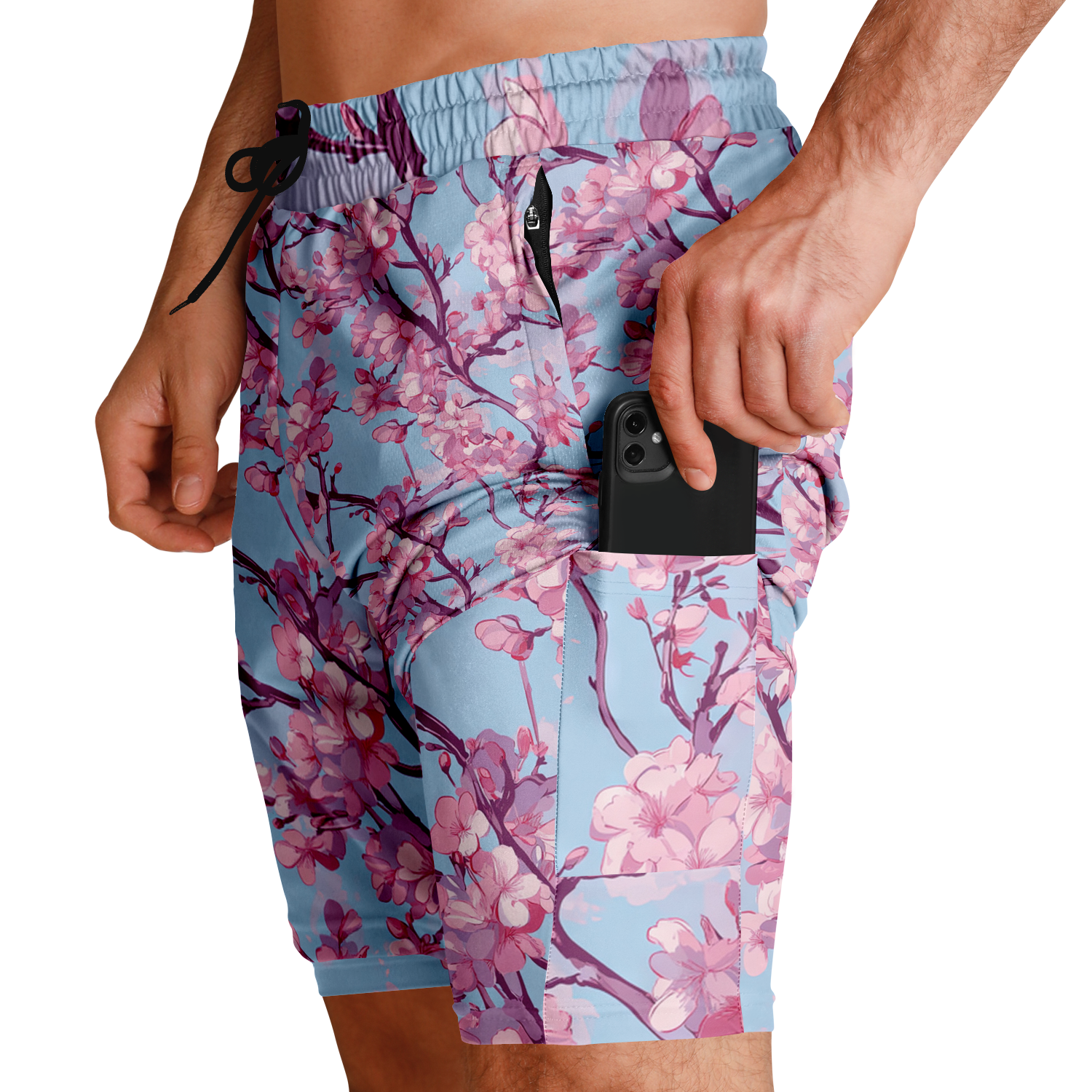 Cherry Blossom Men's 2 in 1 Shorts