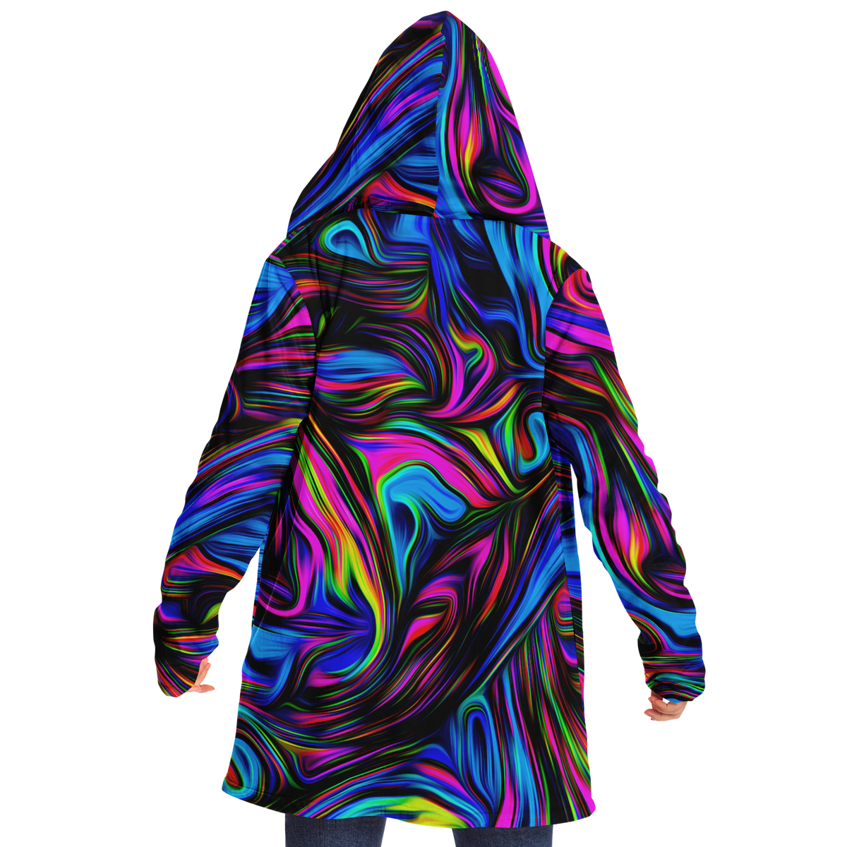 Psychedelic Waves Cloak (Black Fur)