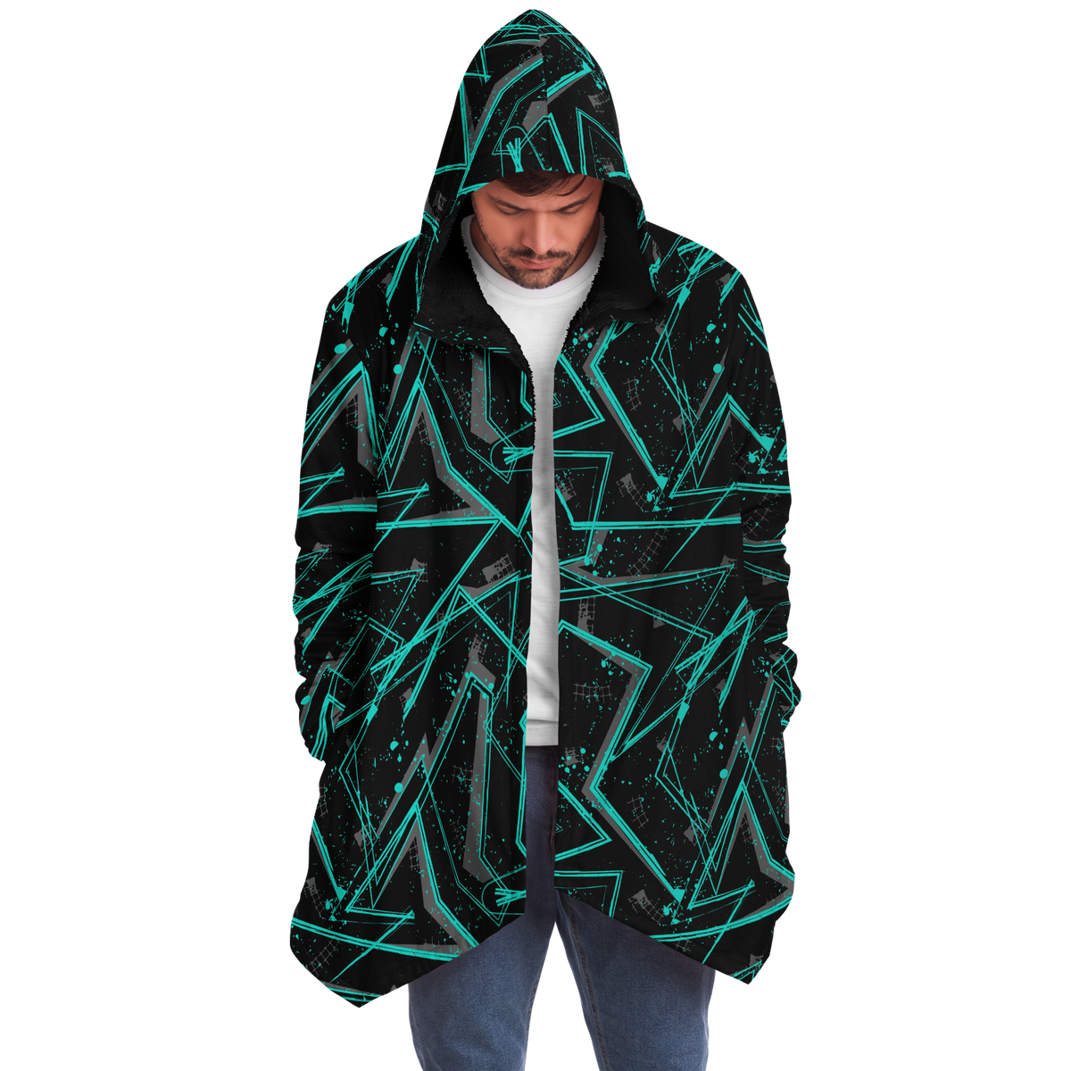 Electrostatic Cloak (Black Fur) - Festival Clothing, Rave Outfits, EDM Gear