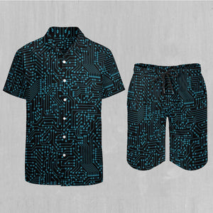 Blue Cybernetic Men's Beach Set