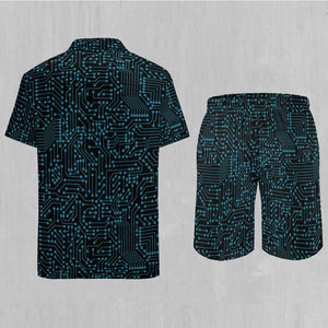 Blue Cybernetic Men's Beach Set