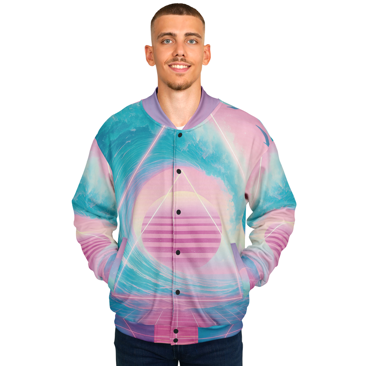 Grid Tide Varsity Jacket