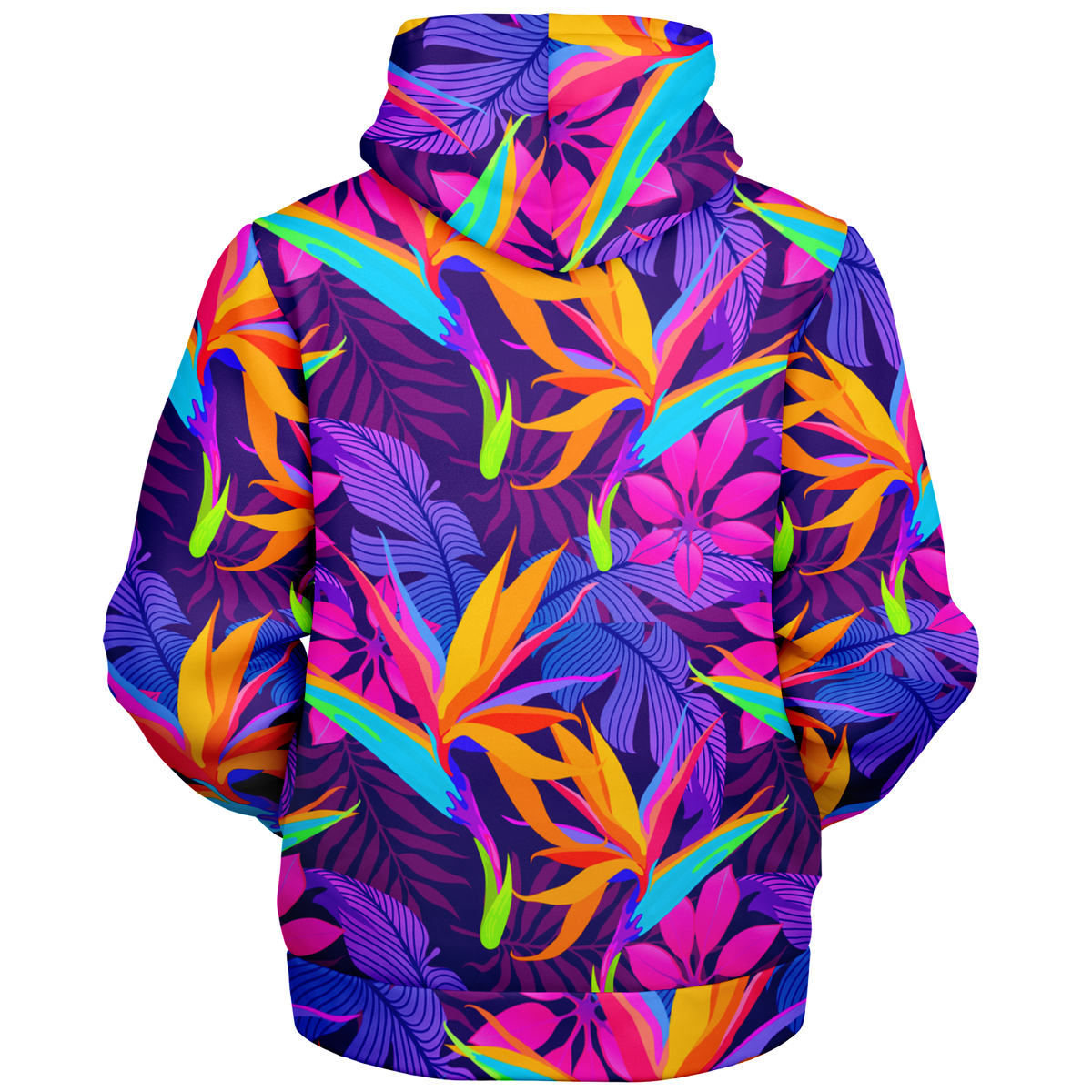 Neon Jungle Sherpa Hoodie (Black Fur) - Festival Clothing, Rave Outfits, EDM Gear