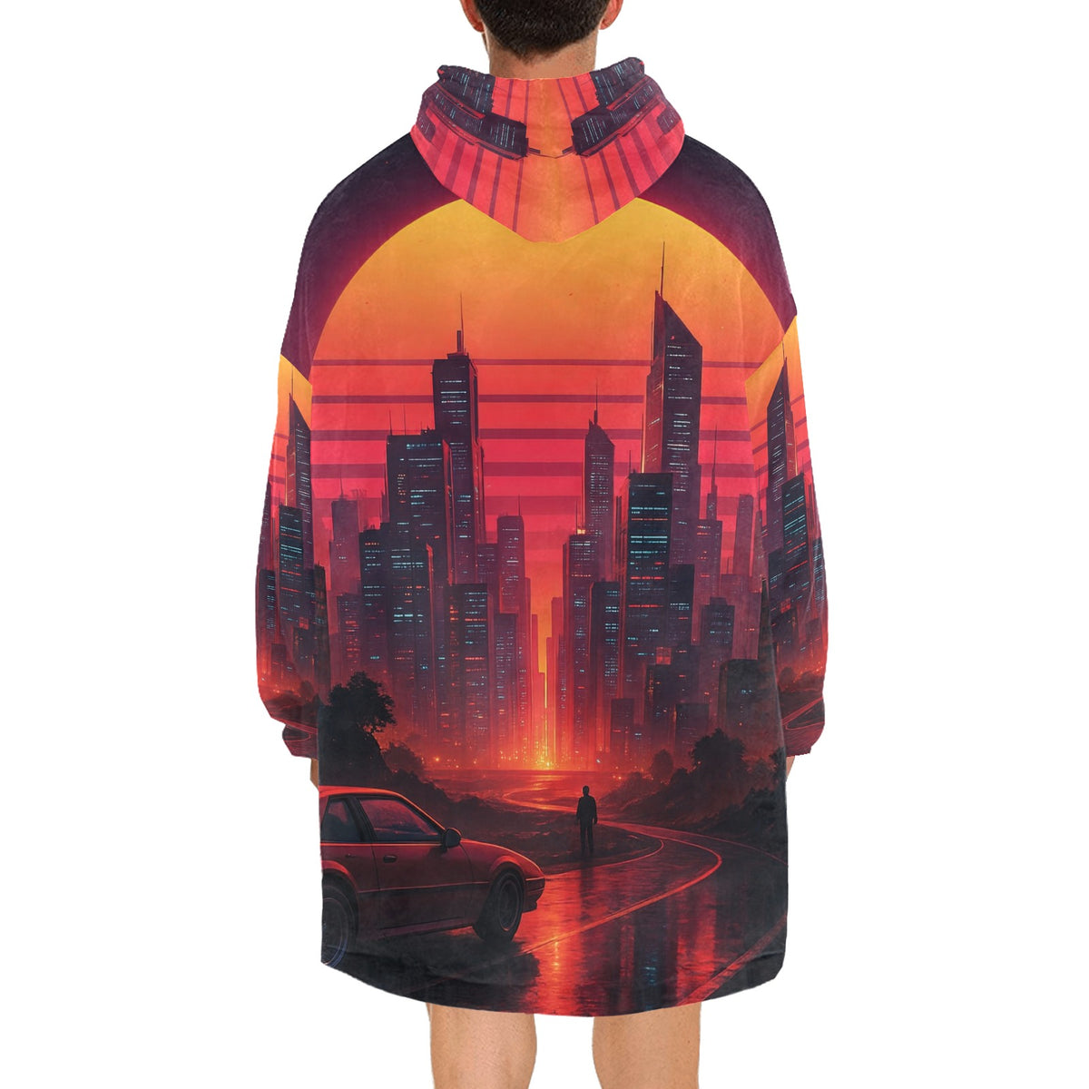 Neon Sunrise Blanket Hoodie