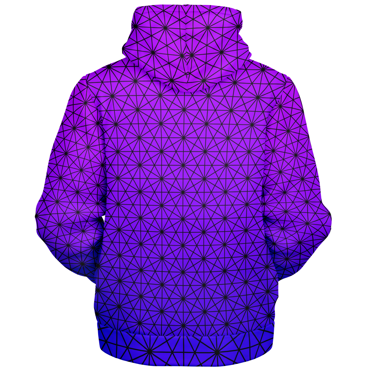 Star Net (Ultraviolet) Sherpa Hoodie (Black Fur) - Festival Clothing, Rave Outfits, EDM Gear