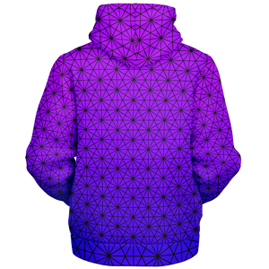 Star Net (Ultraviolet) Sherpa Hoodie (Black Fur) - Festival Clothing, Rave Outfits, EDM Gear
