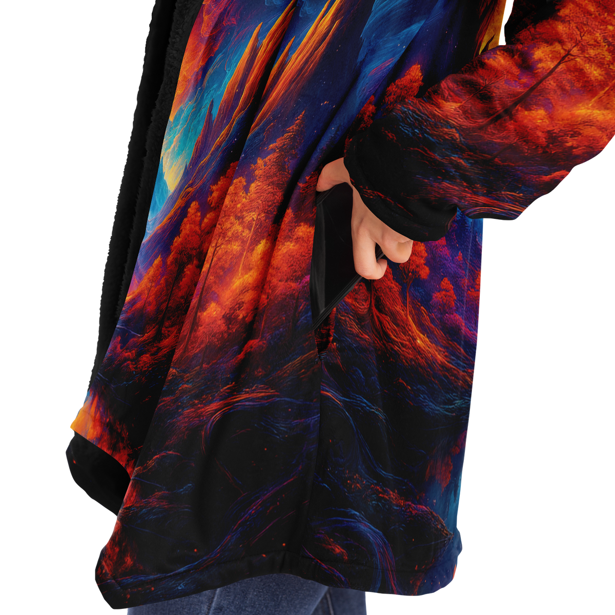 Wonderland Valley Cloak (Black Fur) - Festival Clothing, Rave Outfits, EDM Gear