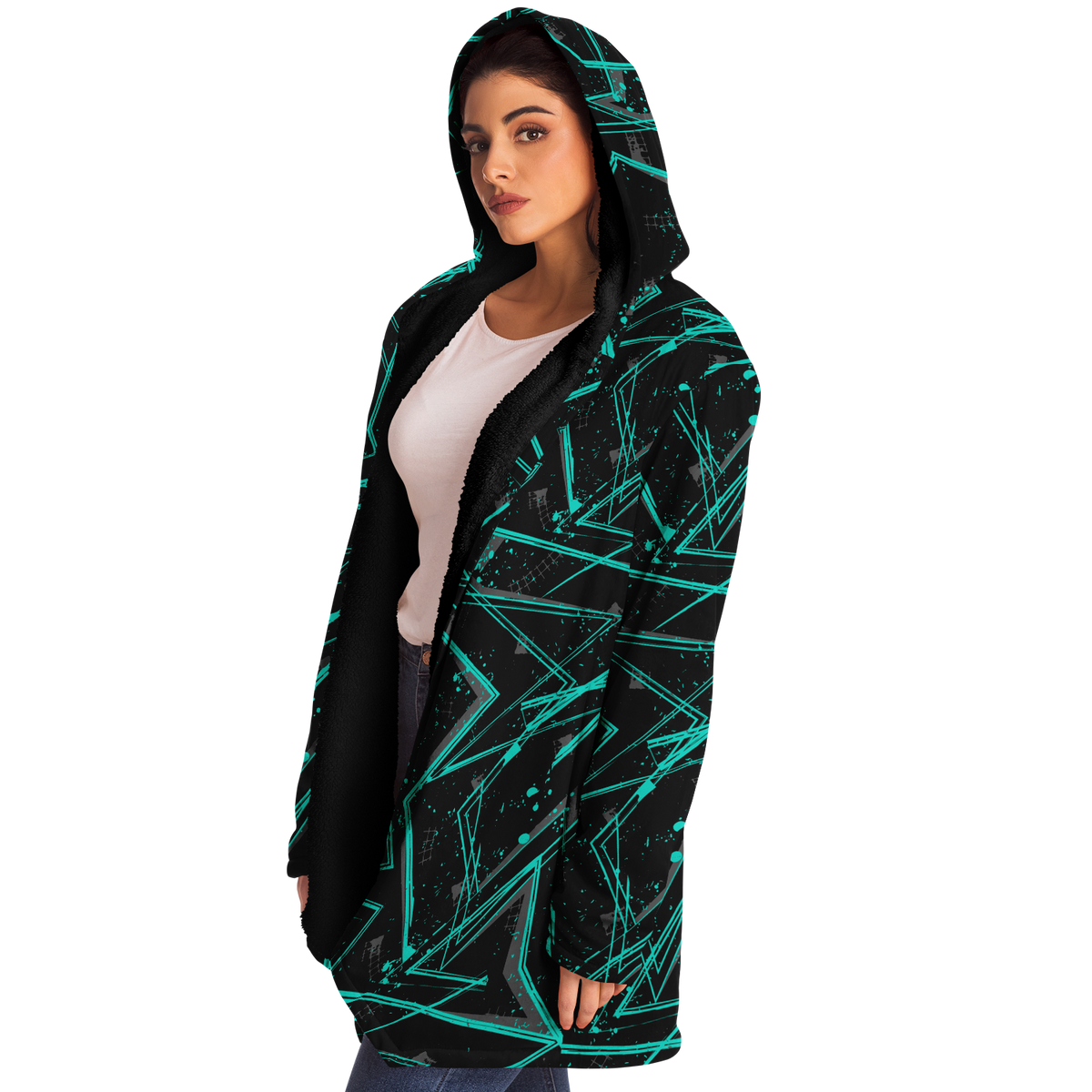 Electrostatic Cloak (Black Fur) - Festival Clothing, Rave Outfits, EDM Gear