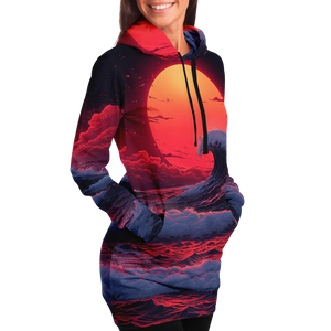 The Synthwave off Kanagawa Hoodie Dress