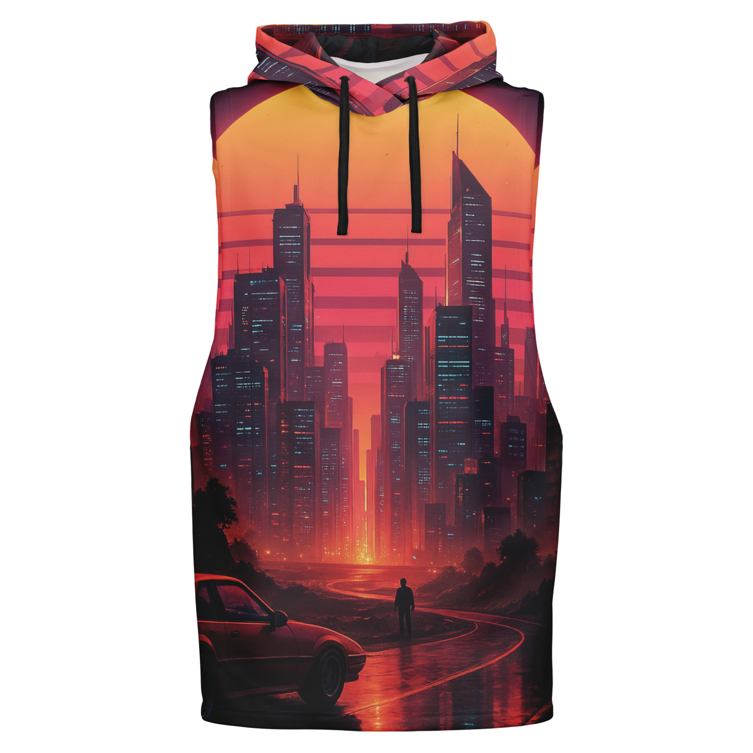 Neon Sunrise Sleeveless Hoodie