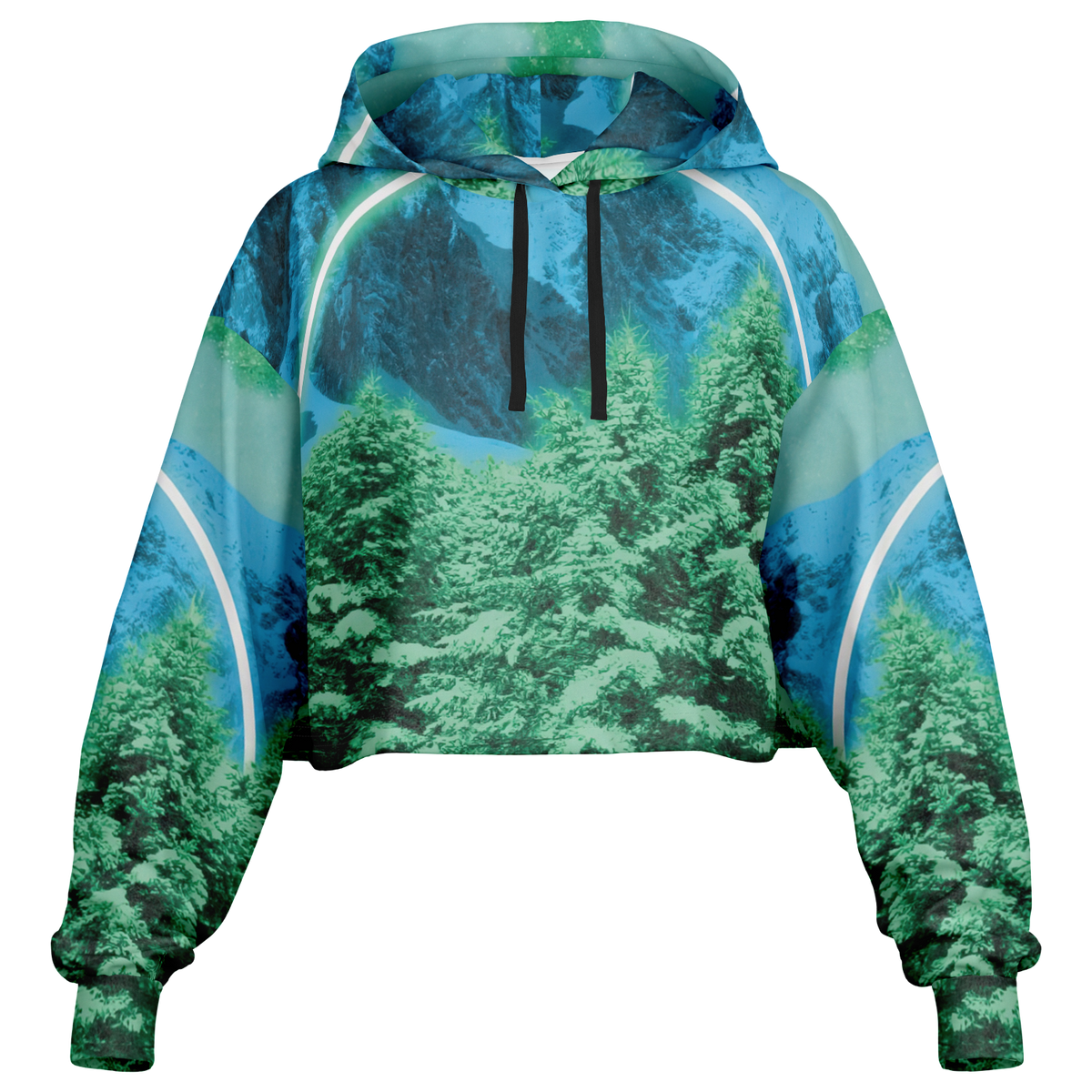 Minty Wonderland Cropped Hoodie