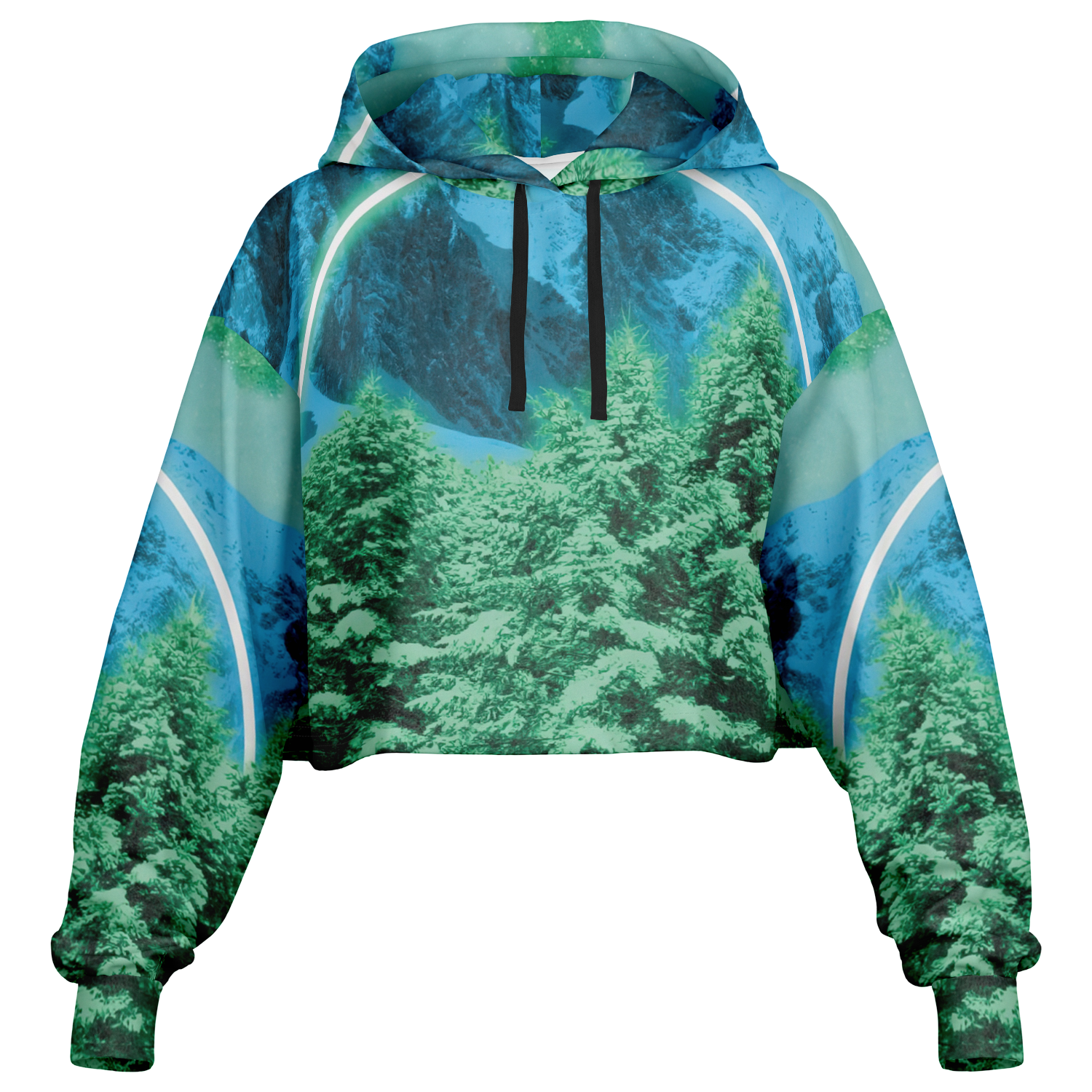 Minty Wonderland Cropped Hoodie