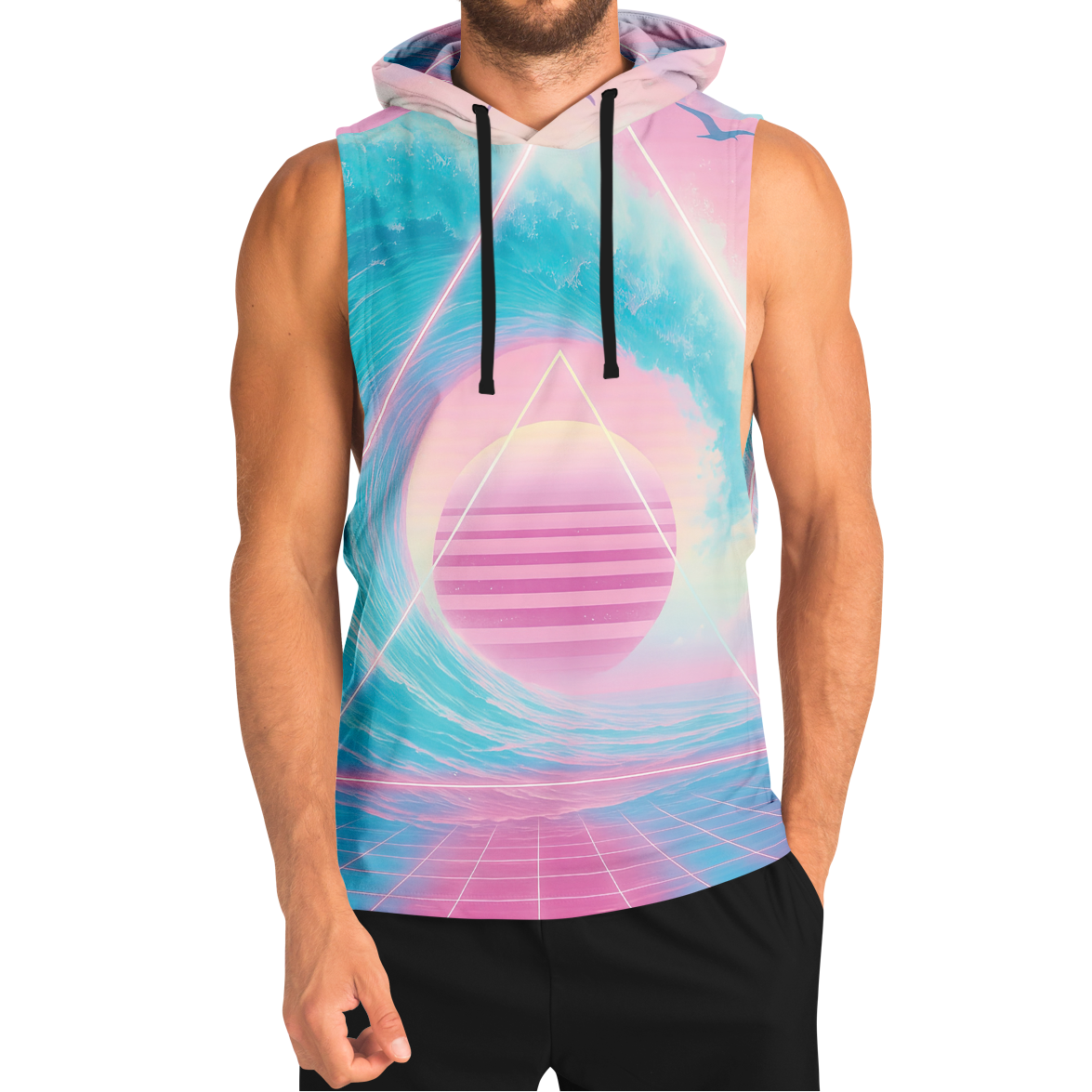 Grid Tide Sleeveless Hoodie